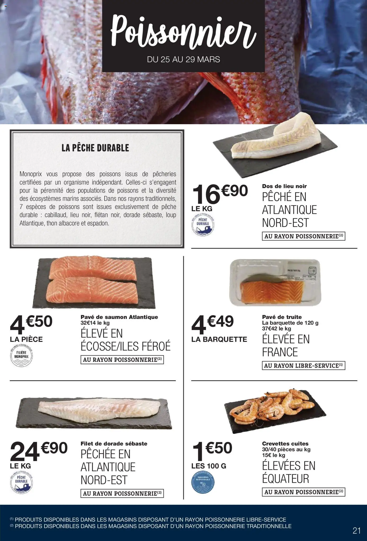 {H1} | Page: 21 | Produits: Pavé de saumon, Poissonnerie, Crevettes, Thon