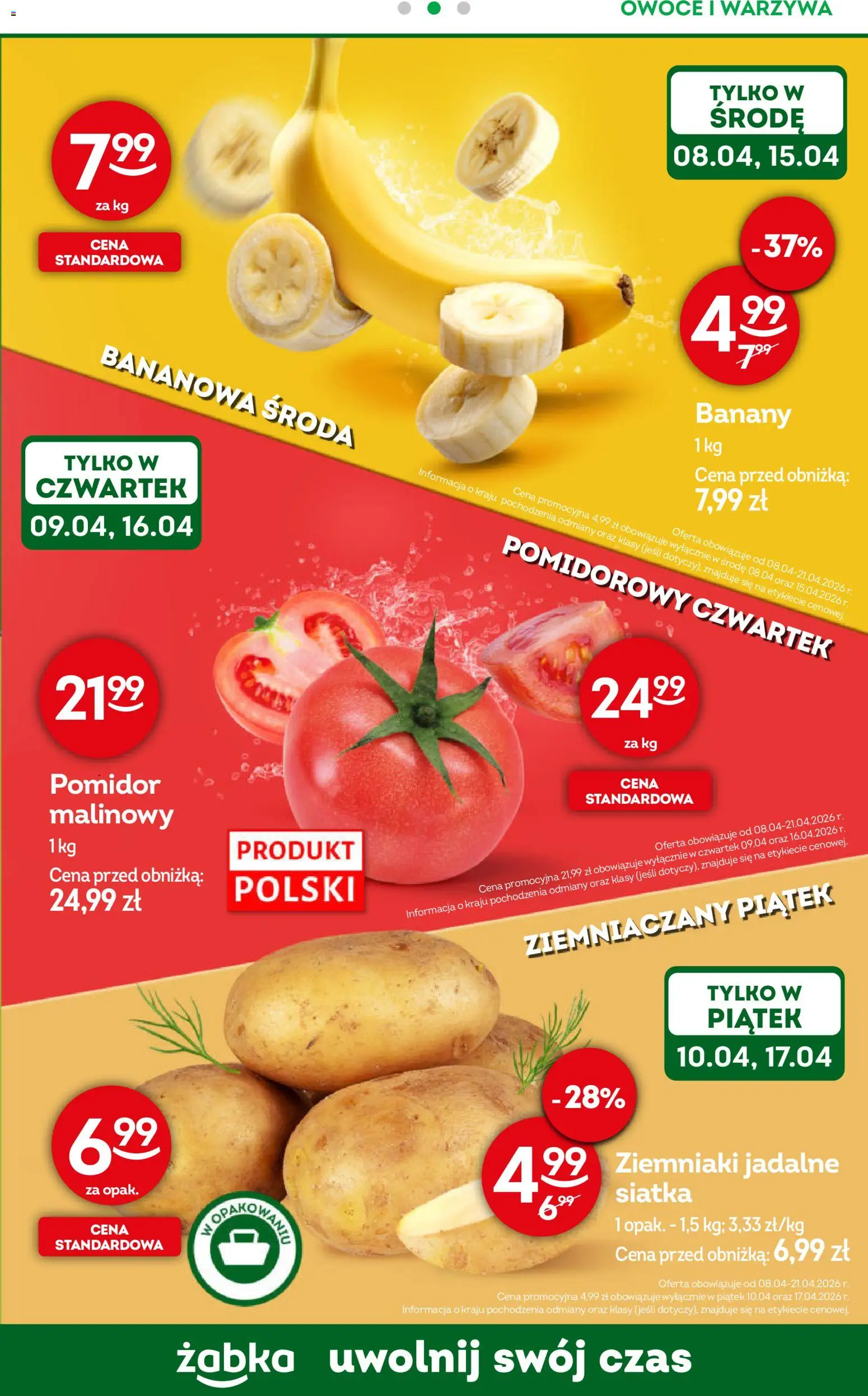 Żabka gazetka - Codzienne produkty od 08.04.2026 | Strona: 5 | Produkty: Banany, Ziemniaki, Warzywa, Owoce