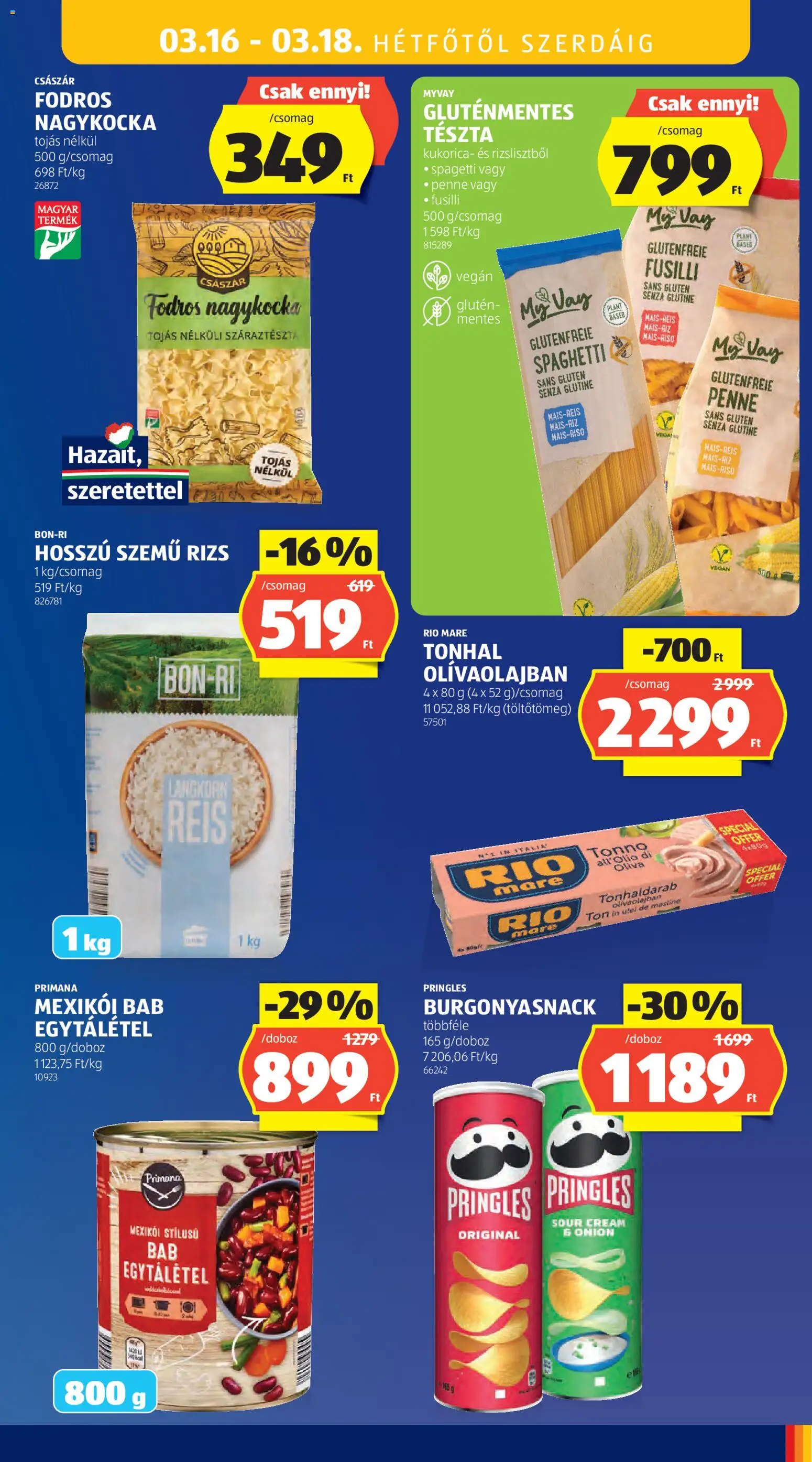 Aldi akciós ujság - amely érvényes a következő dátumtól: 12.03.2026 | Oldal: 55 | Termékek: Chips, Spagetti, Rizs, Száraztészta