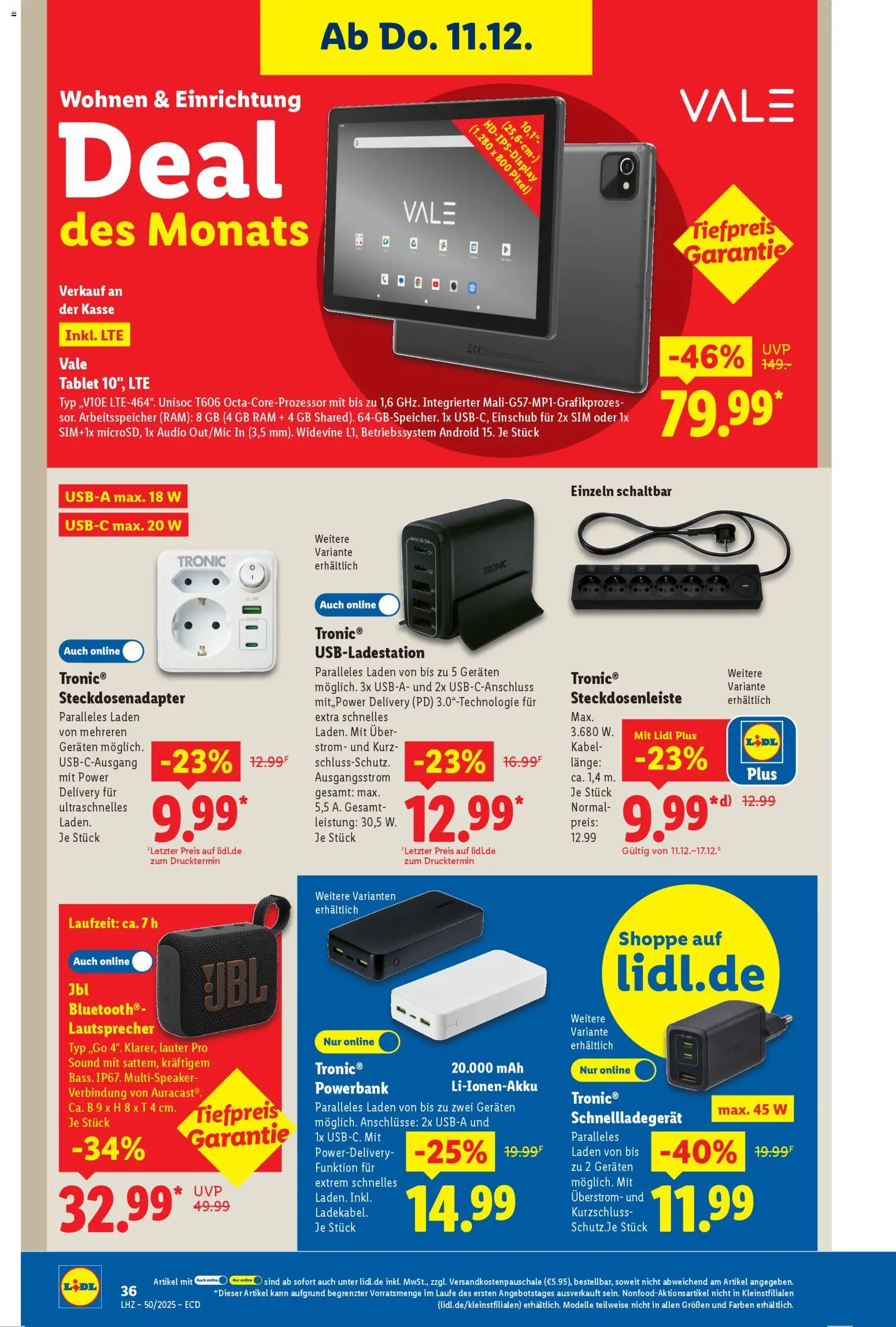 Lidl - Prospekt – gültig ab 08.12.2025 | Seite: 18 | Produkte: Kabel, Lautsprecher, Powerbank, Audio