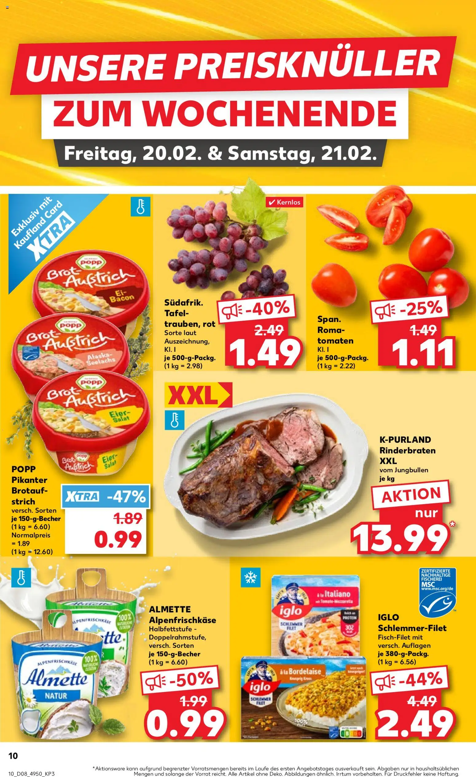 Kaufland prospekt Stuttgart	 – gültig ab 19.02.2026 | Seite: 10 | Produkte: Rinderbraten, Eier, Iglo, Tomaten