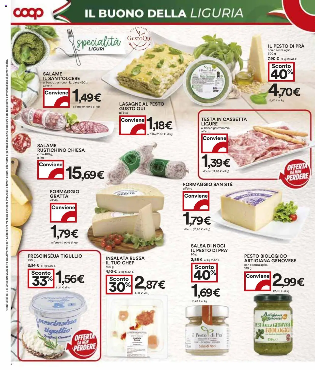 Volantino COOP del 07.08.2025 | Pagina: 8 | Prodotti: Insalata, Salsa, Formaggio, Noci