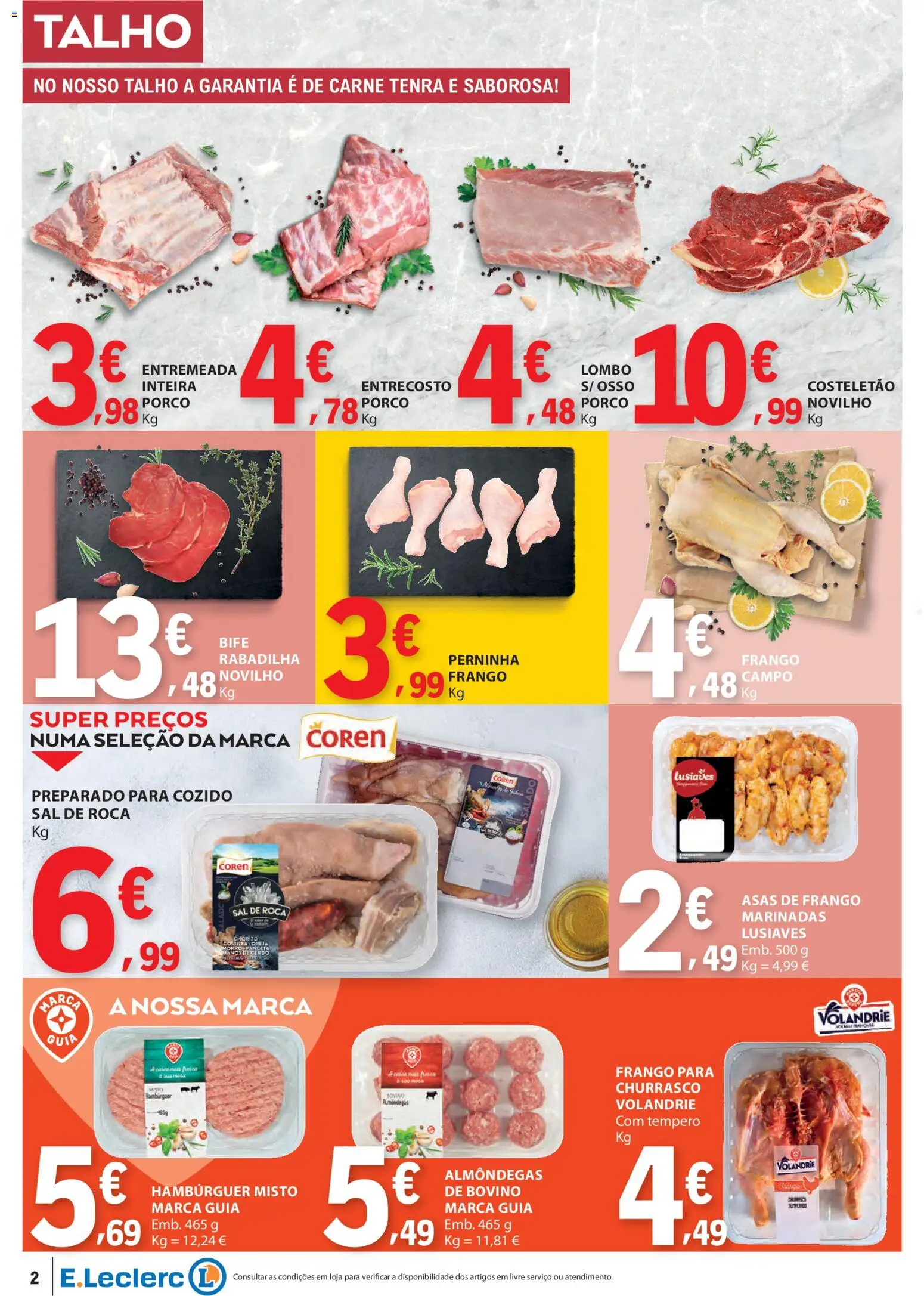 E.Leclerc folheto │ válido de 12.02.2026 | Página: 2 | Produtos: Asas de frango, Frango, Lombo, Carne