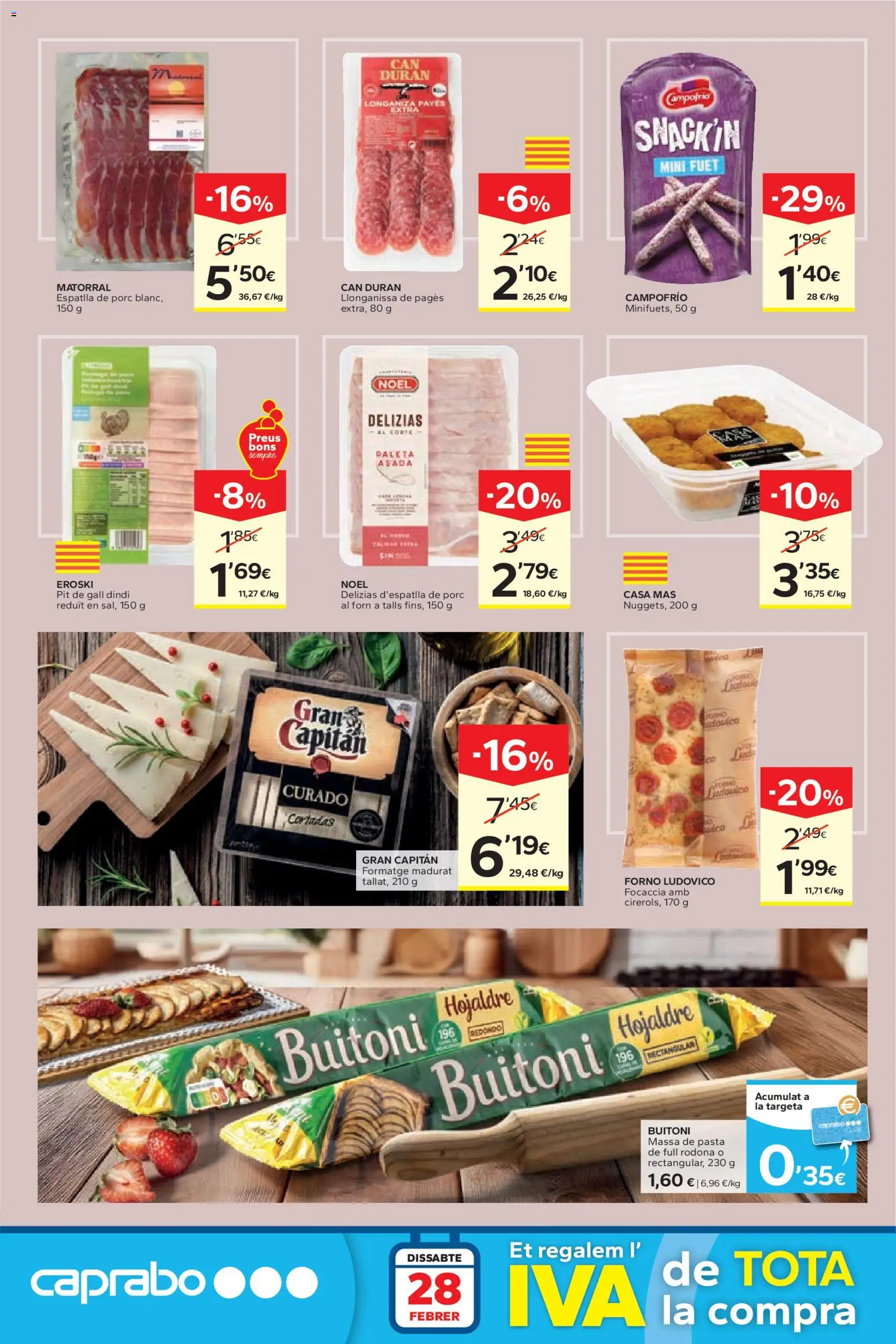 Caprabo - Abaixem el preu │ válido desde el 26.02.2026 | Página: 4 | Productos: Pasta, Ρυζογκοφρέτα, Longaniza