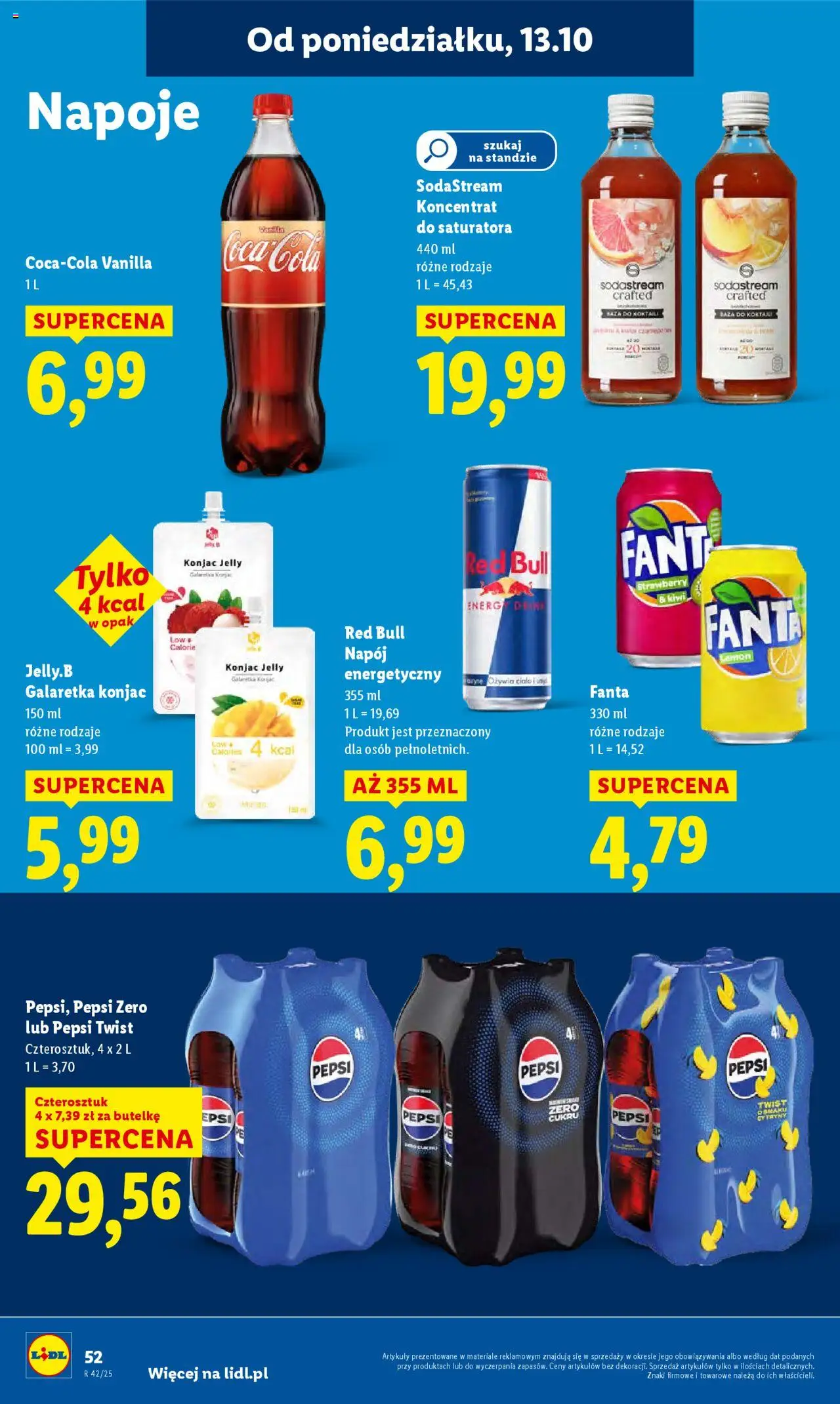 Lidl Gazetka od 13.10.2025 | Strona: 52 | Produkty: Red bull, Pepsi, Coca cola, Sodastream