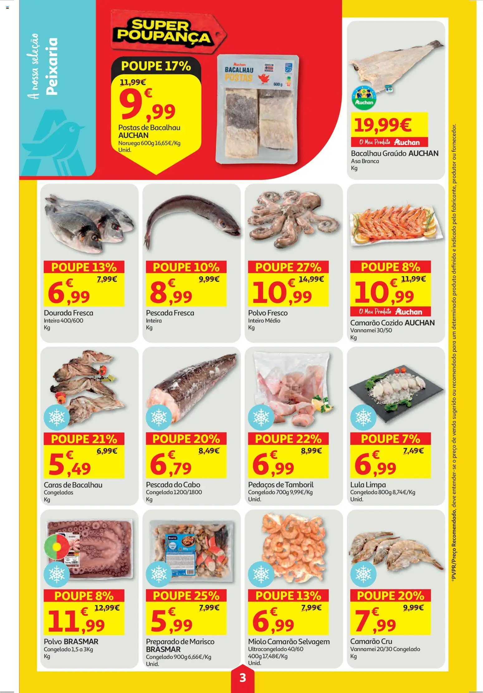Auchan folheto │ válido de 06.11.2025 | Página: 3 | Produtos: Pescada, Polvo, Pescada do cabo, Tamboril