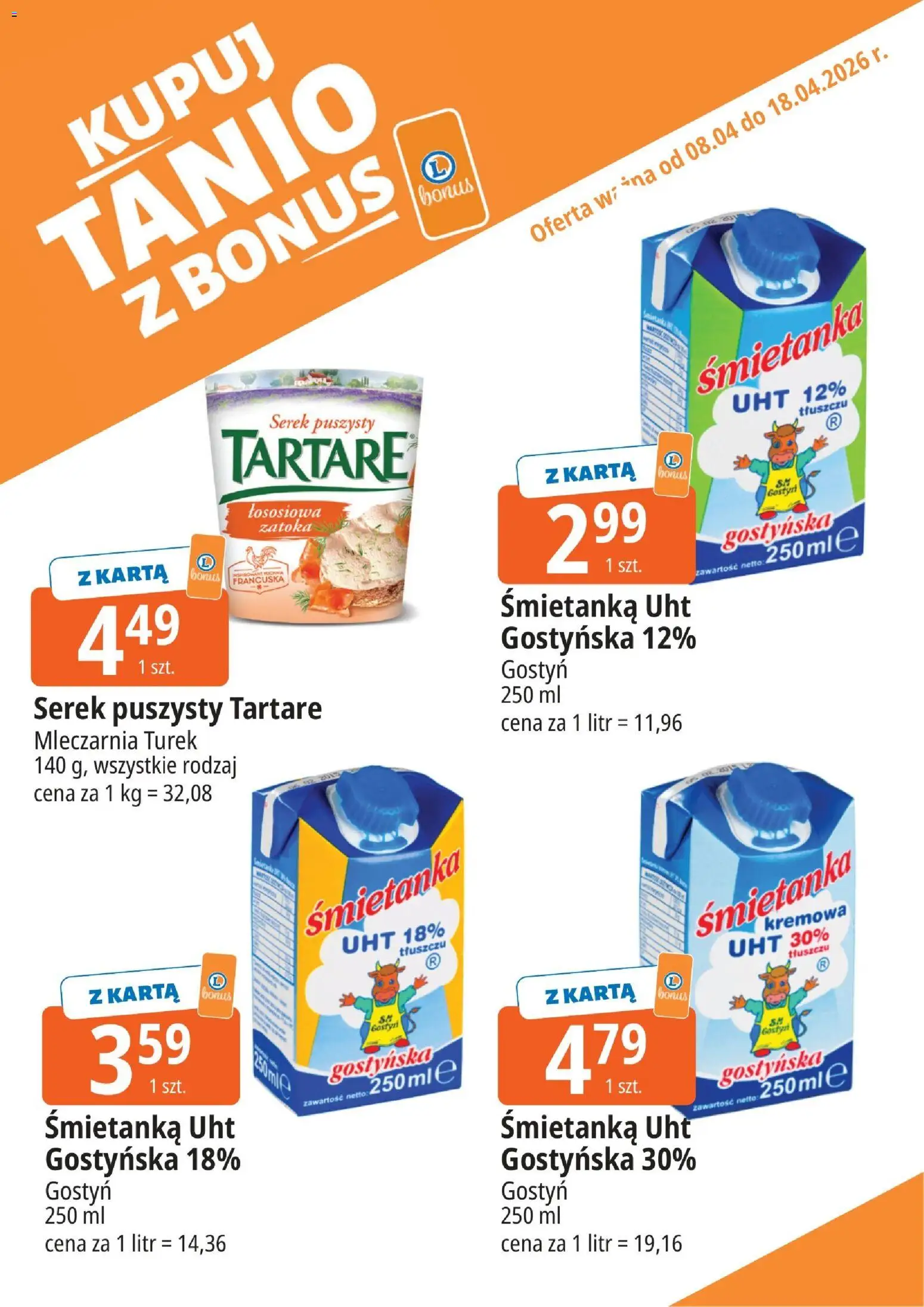 E.Leclerc gazetka - Zielona Góra kupony dodatkowe od 08.04.2026 | Strona: 3 | Produkty: Karta, Serek
