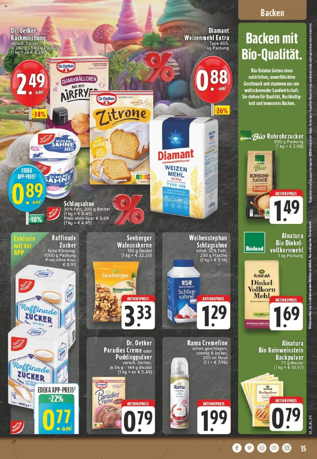 Edeka prospekt Lindlar	 – gültig ab 19.10.2025 | Seite: 15 | Produkte: Mehl, Rama cremefine, Weizenmehl, Sahne