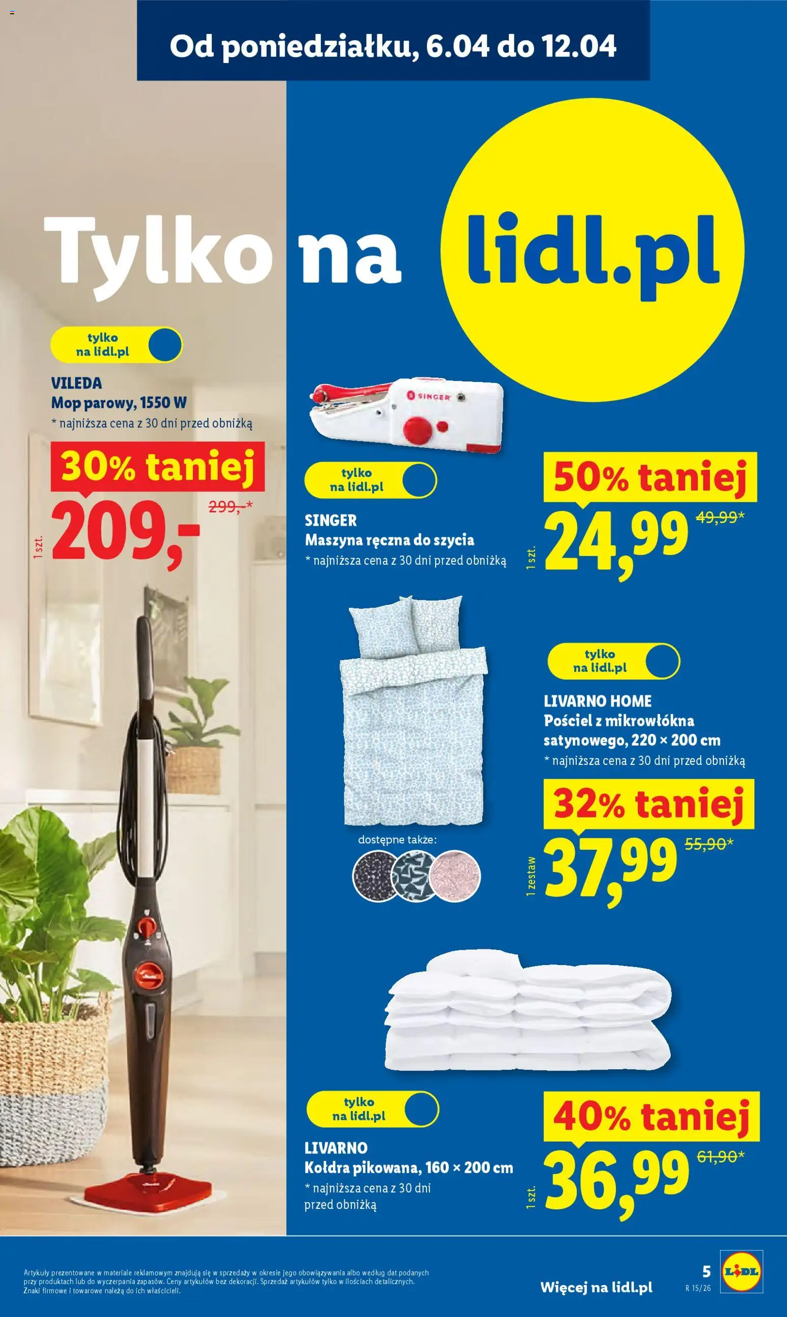 Lidl Katalog od 07.04.2026 | Strona: 5 | Produkty: Pościel, Vileda, Kołdra