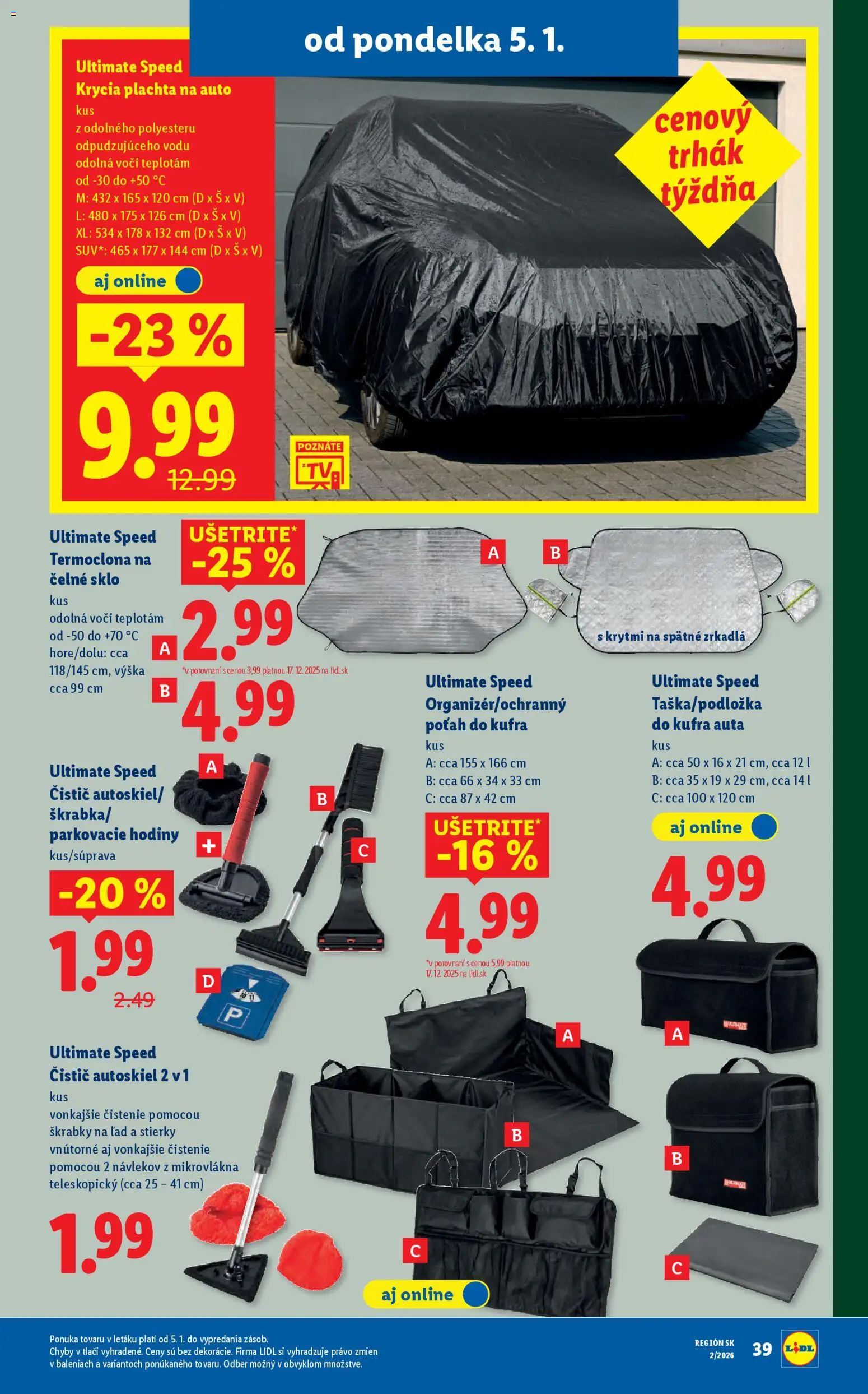 Nové Lidl akcie – leták je platný od 05.01.2026 | Strana: 47 | Produkty: Organizér, Plachta, Hodiny