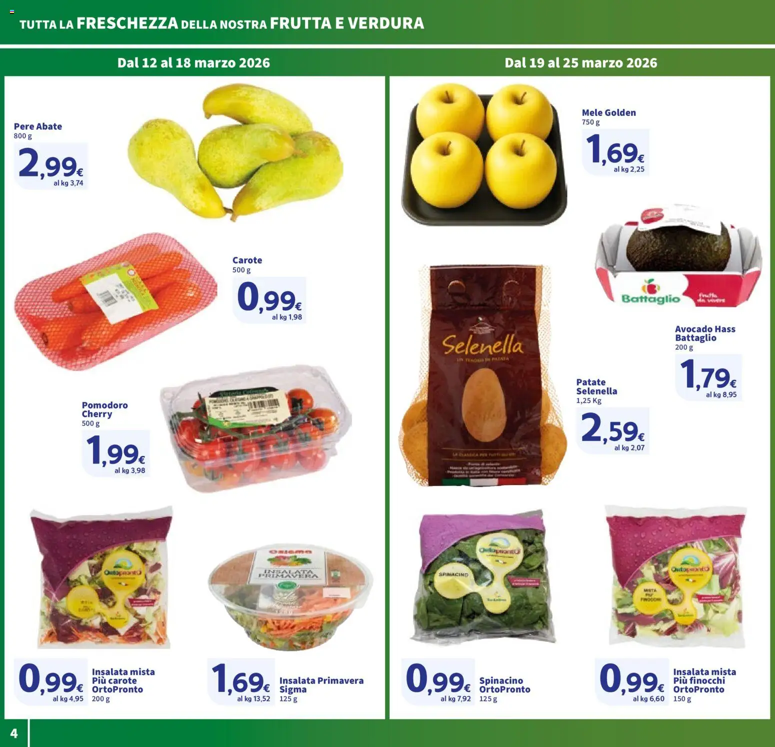 Volantino SIGMA del 12.03.2026 | Pagina: 4 | Prodotti: Mele, Insalata, Avocado, Frutta