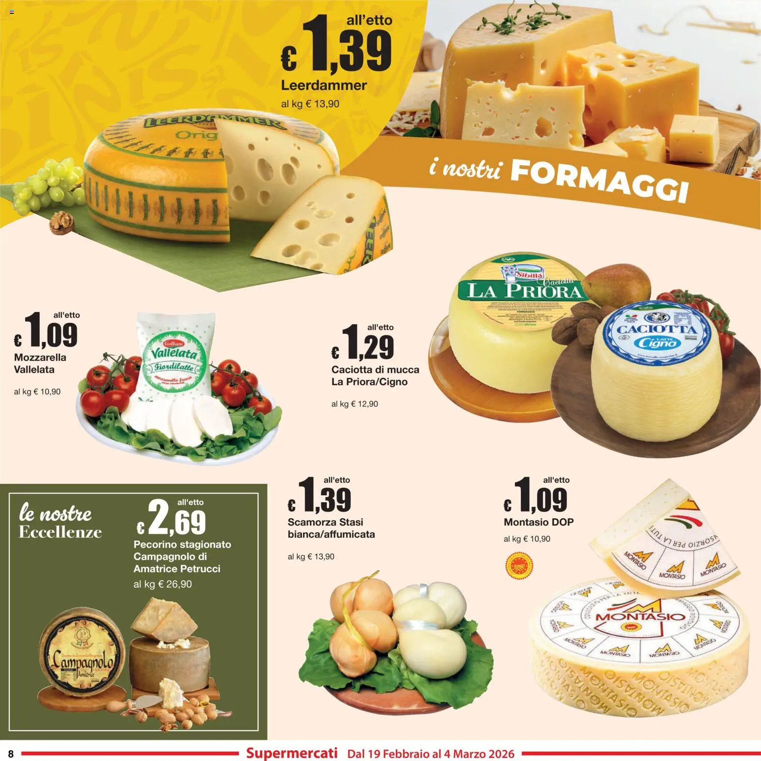 Volantino Sì con Te del 19.02.2026 | Pagina: 8 | Prodotti: Mozzarella, Pecorino