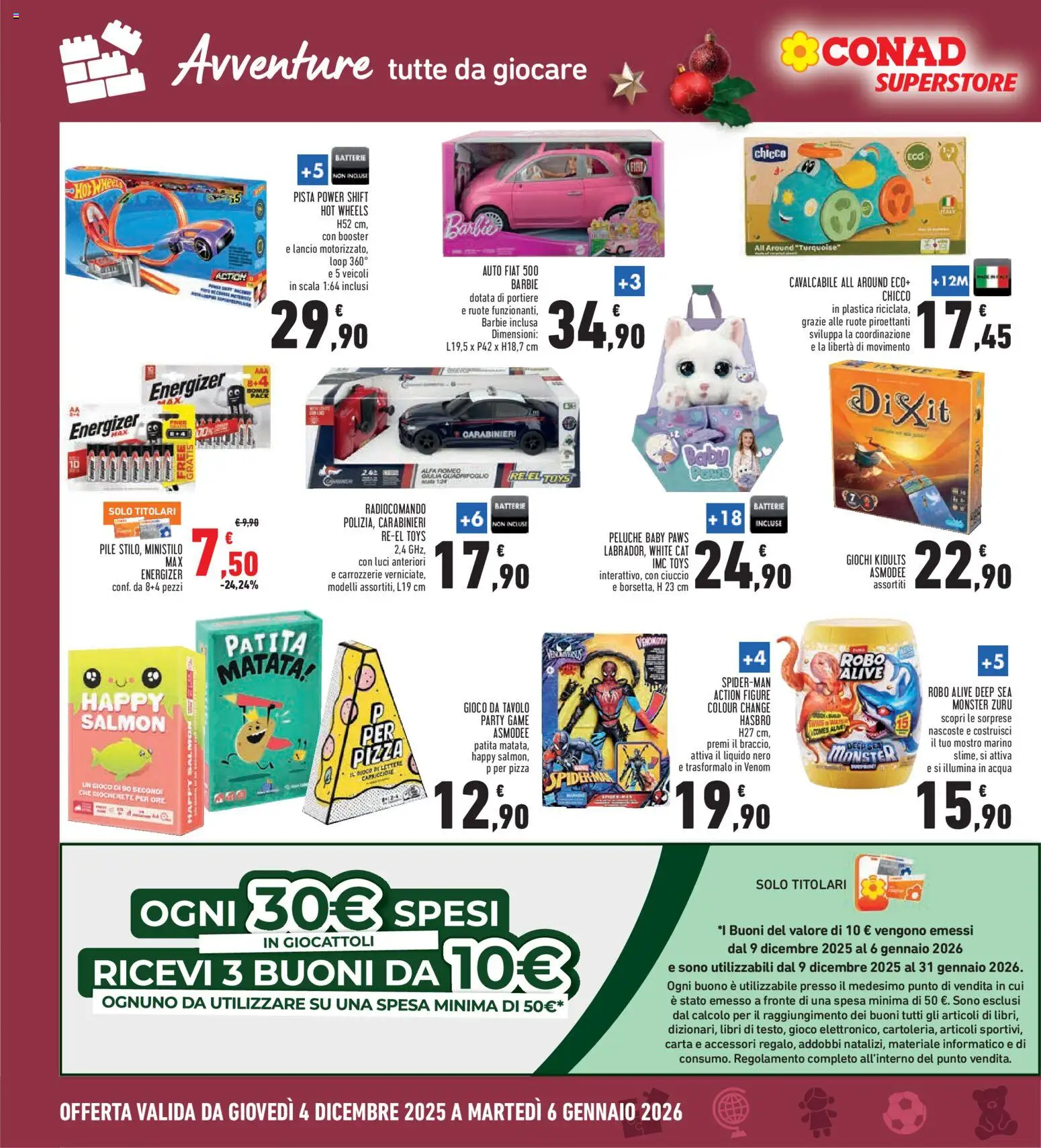 Volantino Conad del 04.12.2025 | Pagina: 32 | Prodotti: Pile, Peluche, Tavolo, Batterie
