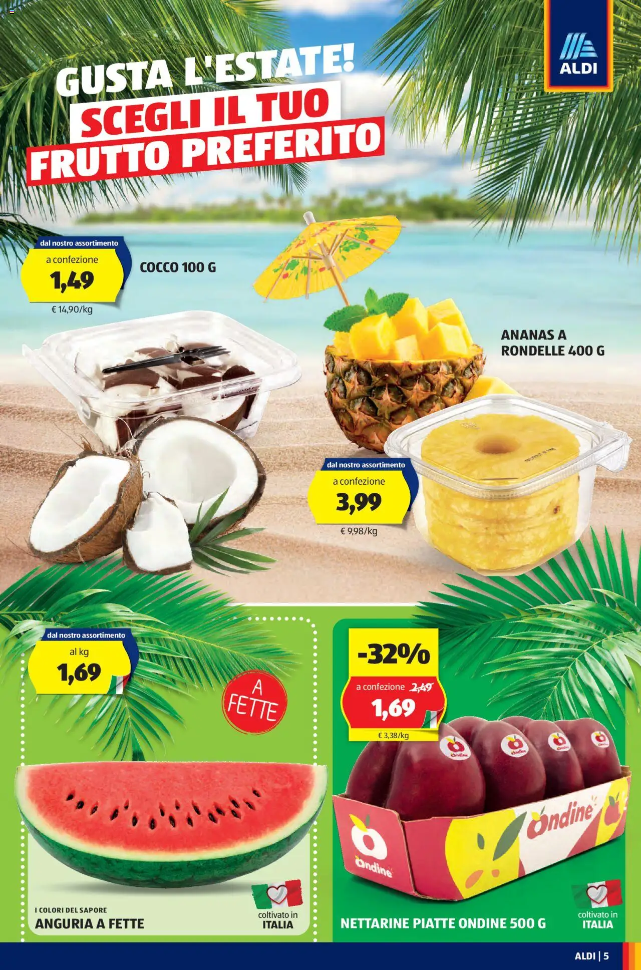 Volantino Aldi del 18.08.2025 | Pagina: 5 | Prodotti: Ananas, Anguria, Cocco