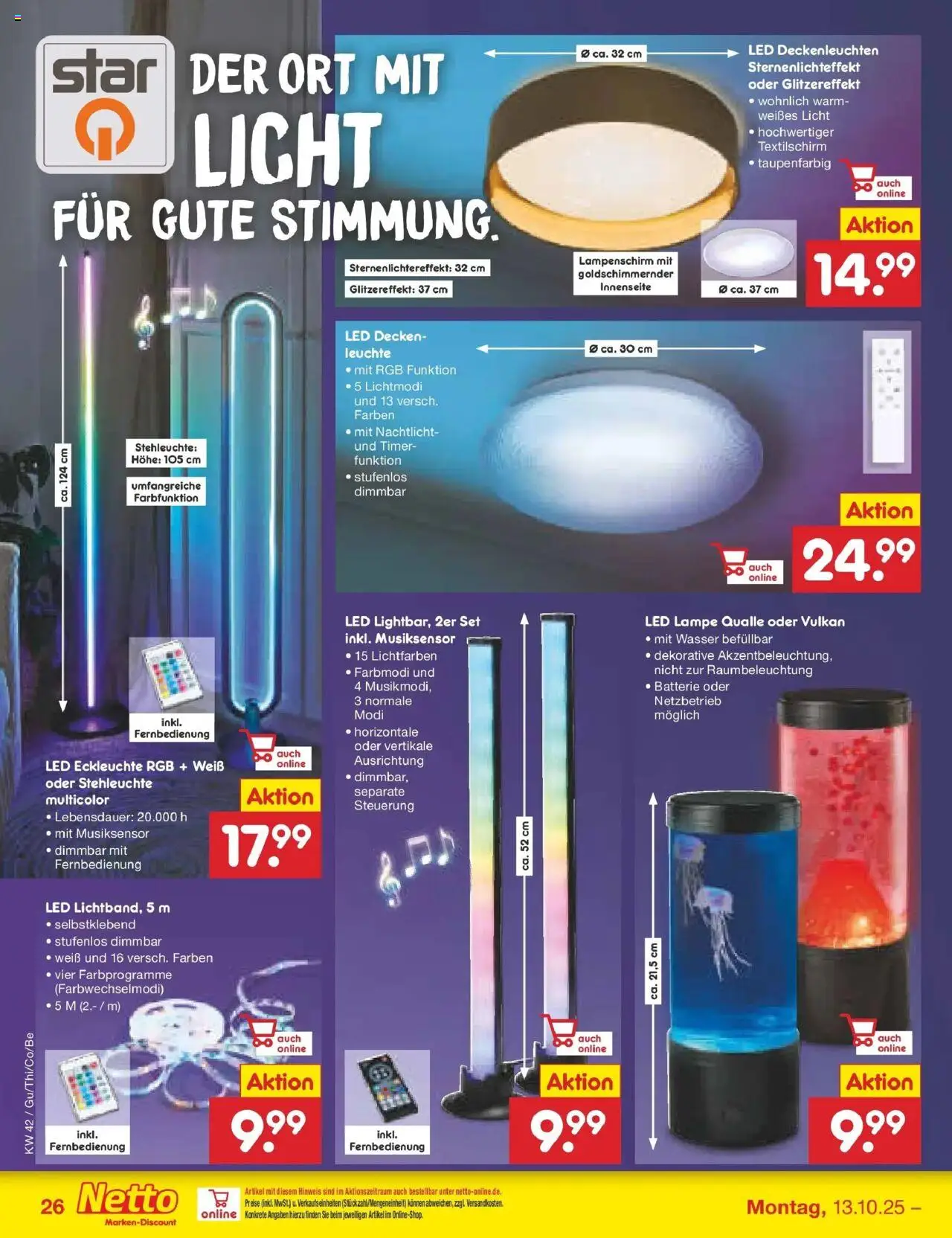 Netto Marken-Discount Prospekt 	 – gültig ab 13.10.2025 | Seite: 30 | Produkte: Batterie, Lampe, LED Deckenleuchten, Wasser