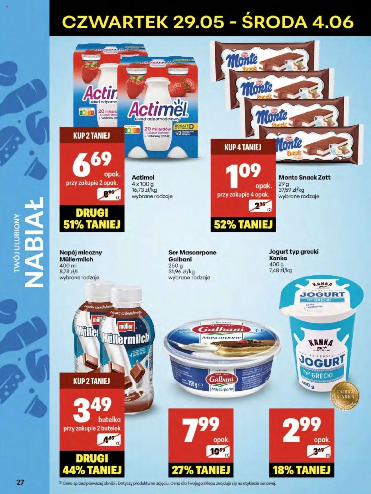 Delikatesy Centrum Gazetka od 29.05.2025 | Strona: 27 | Produkty: Mascarpone, Ser, Jogurt, Ser mascarpone