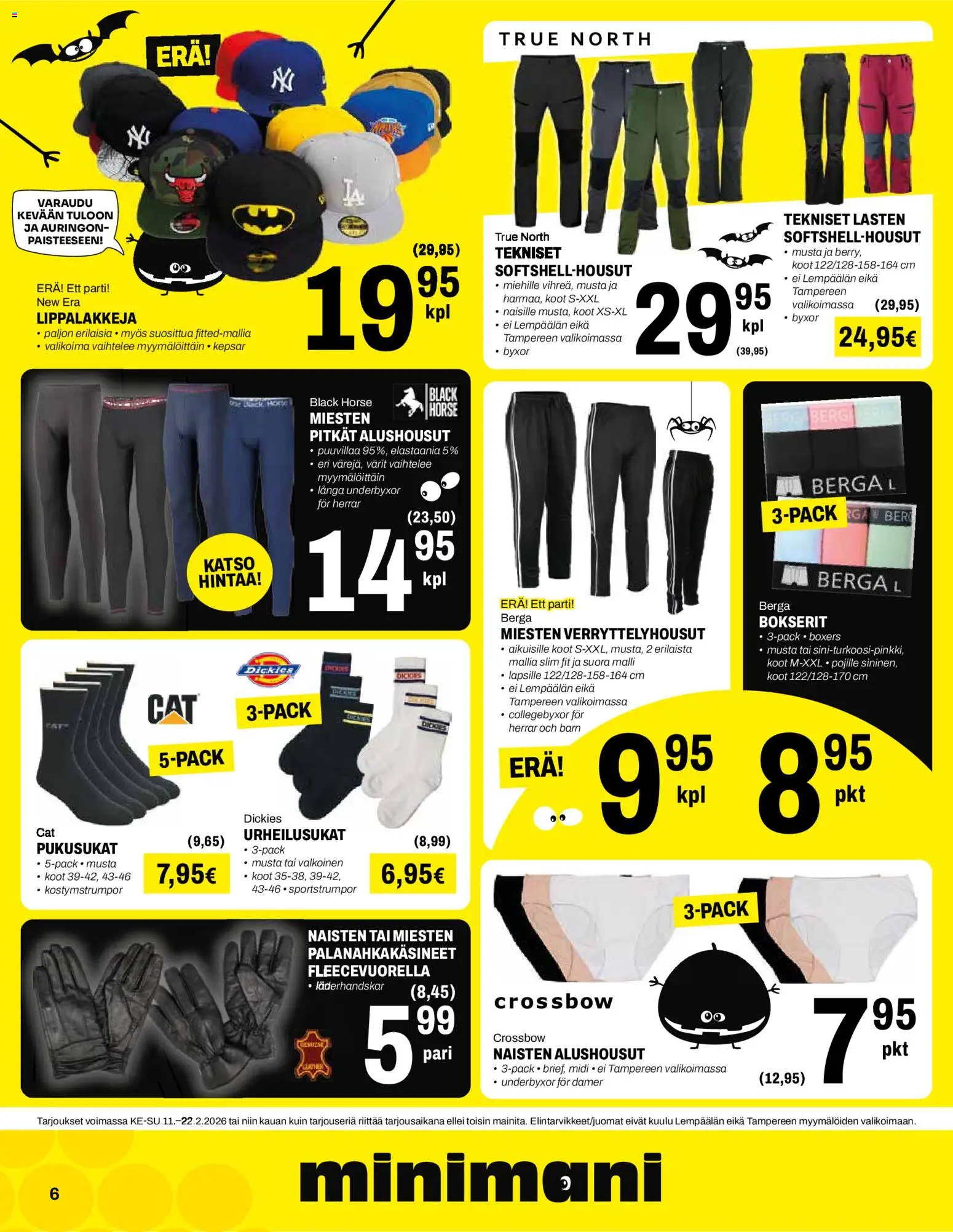 Minimani tarjoukset – voimassa 11.02.2026 alkaen | Sivu: 6 | Tuotteet: Verryttelyhousut, Alushousut, Bokserit