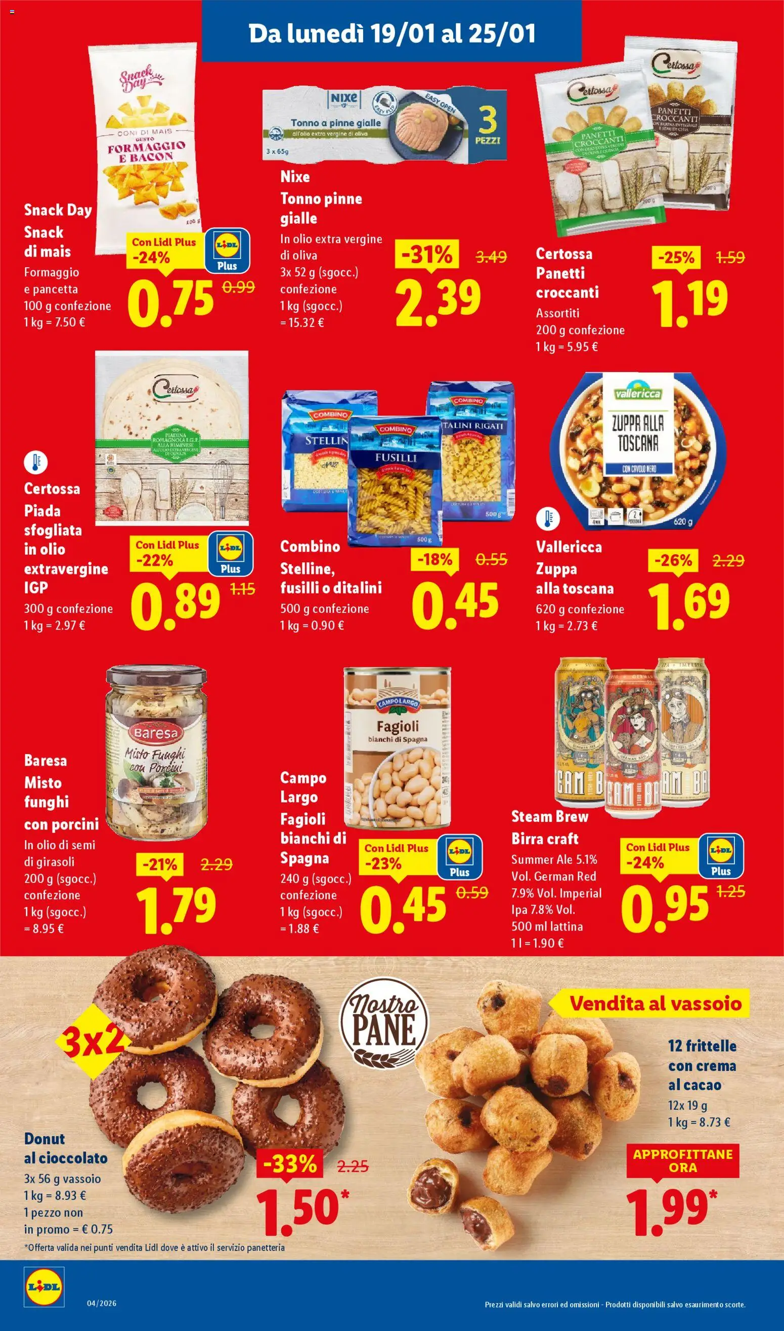 Volantino Lidl del 19.01.2026 | Pagina: 8 | Prodotti: Birra, Fagioli, Mais, Vassoio