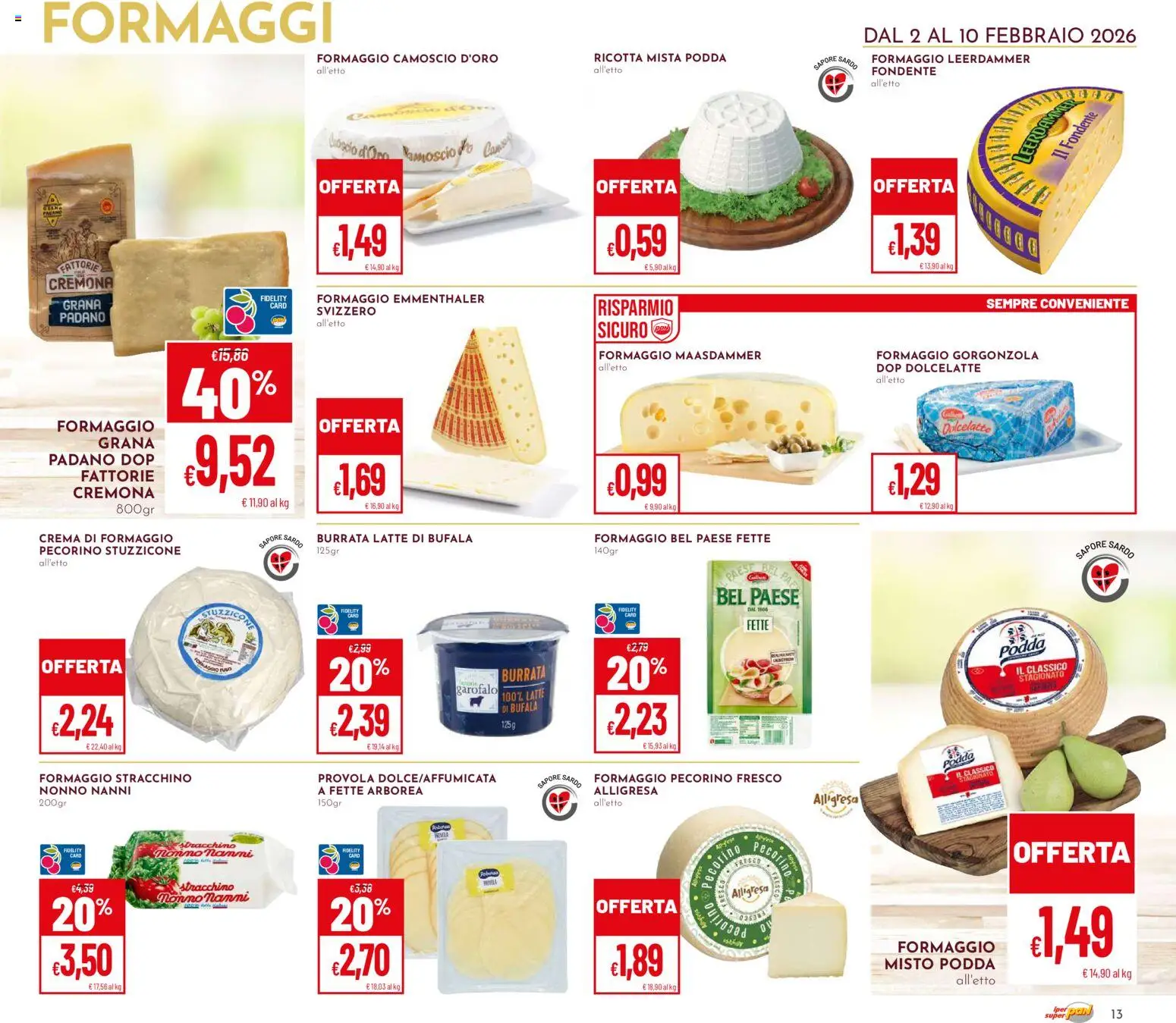 Volantino Pan del 02.02.2026 | Pagina: 13 | Prodotti: Latte, Grana Padano, Stracchino, Letto