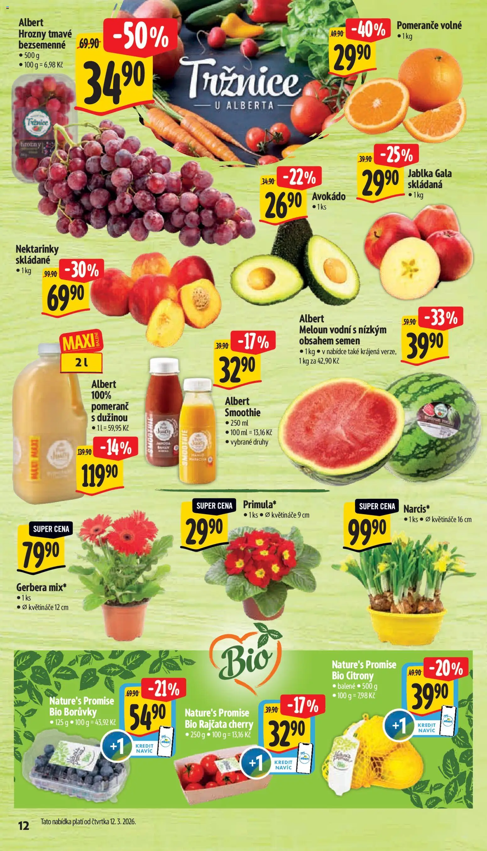 Albert leták - Supermarket od 11.03.2026 | Strana: 18 | Produkty: Borůvky, Citróny, Avokádo, Hrozny