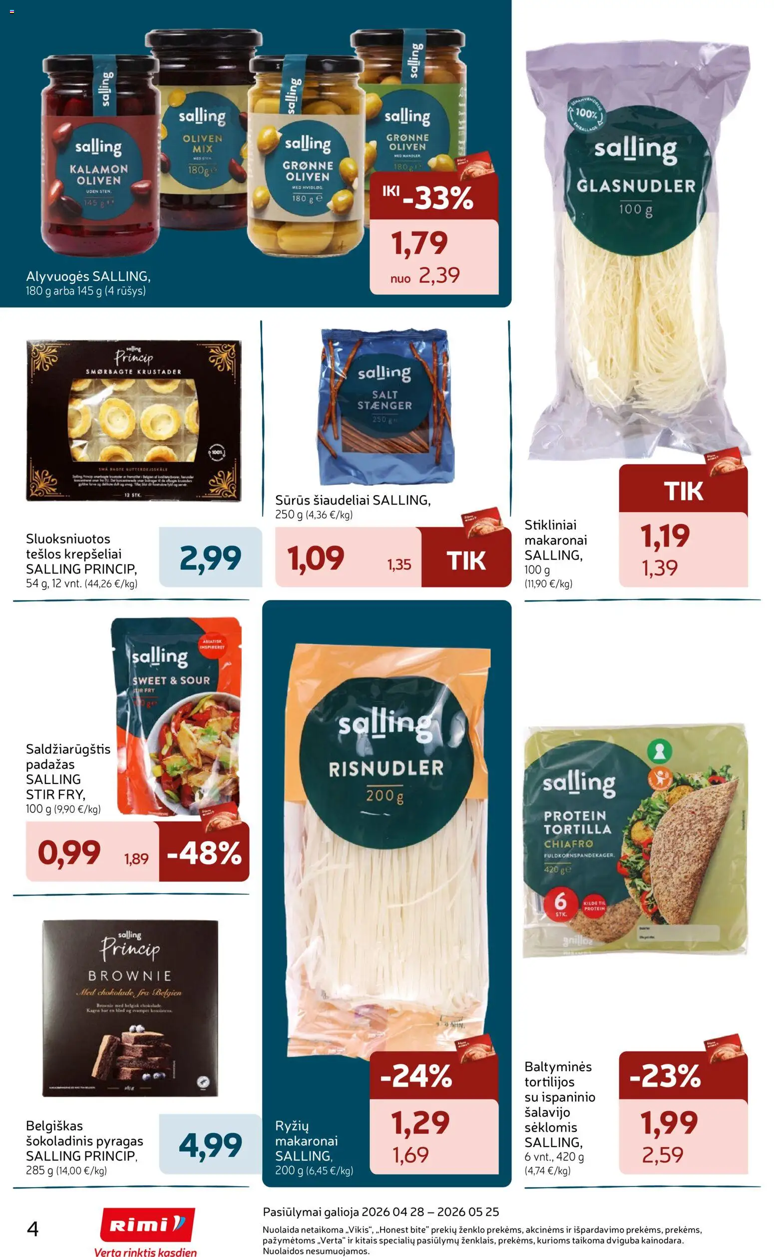Rimi akcijos nuo 28.04.2026 | Puslapis: 4 | Prekių: Sausainiai, Ledai, Pudra, Valgomieji ledai