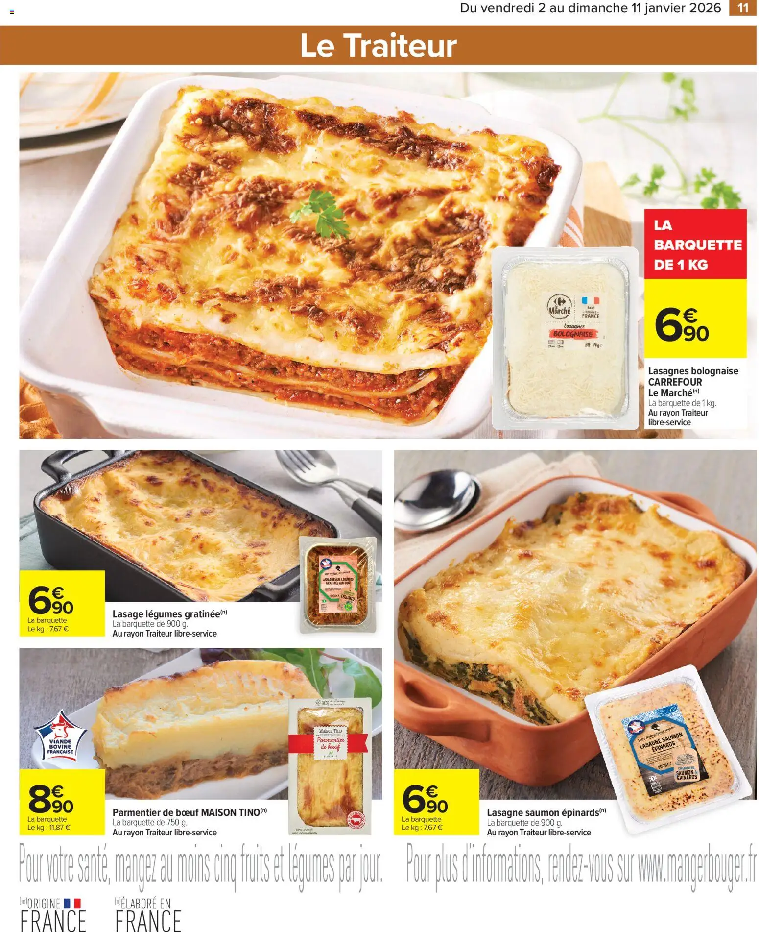 {H1} | Page: 11 | Produits: Lasagnes, Viande, Saumon