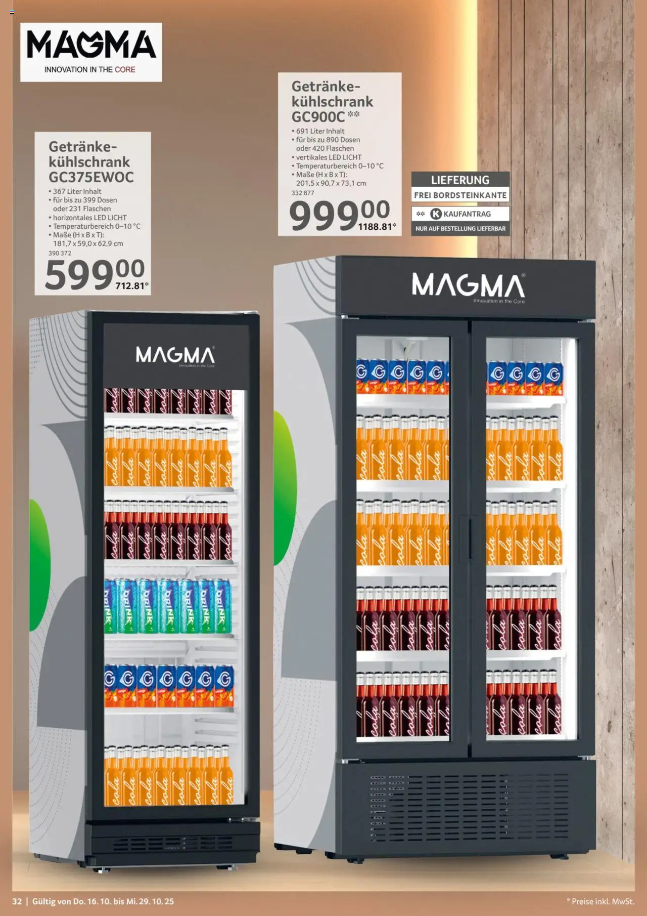 Selgros Gastronomie – gültig ab 16.10.2025 | Seite: 32 | Produkte: Cola, Kühlschrank