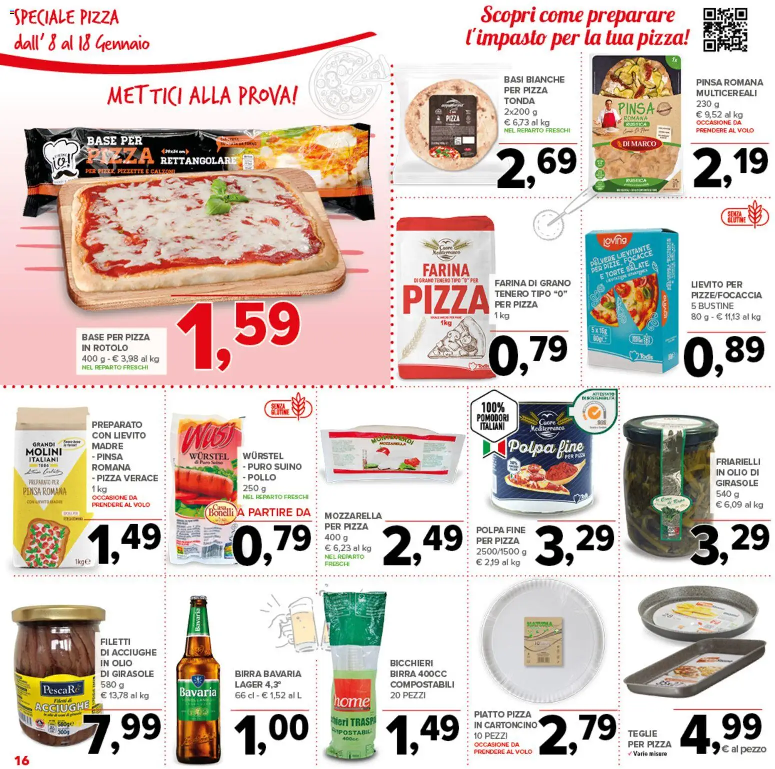 Volantino Todis del 08.01.2026 | Pagina: 16 | Prodotti: Birra, Suino, Pomodori, Acciughe