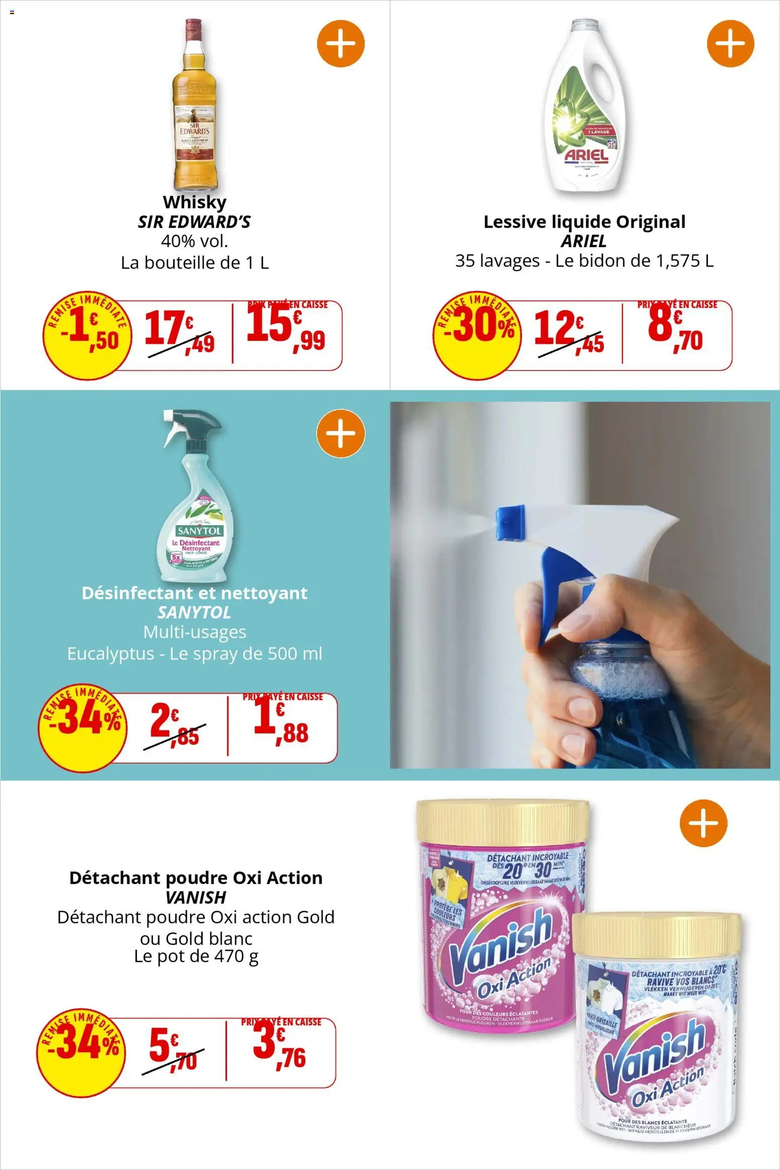 {H1} | Page: 38 | Produits: Whisky, Poudre, Détachant, Lessive