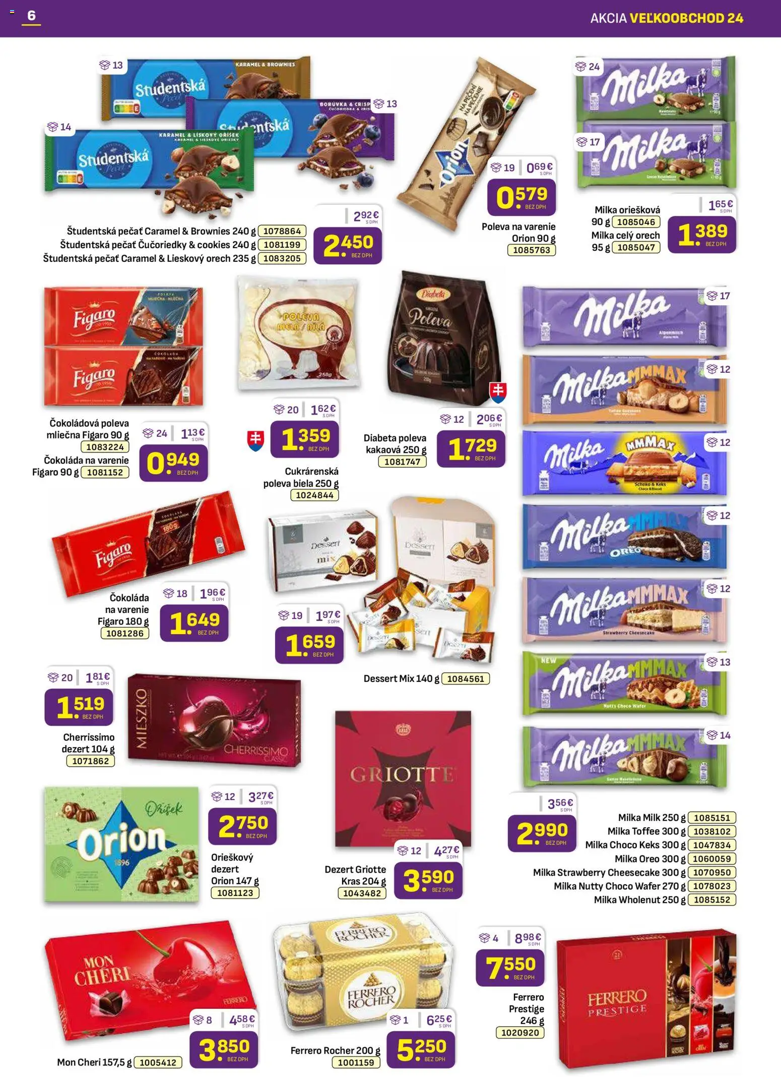 Nové Libex akcie – leták je platný od 01.12.2025 | Strana: 6 | Produkty: Mon Chéri, Čokoláda, Čučoriedky, Študentská pečať