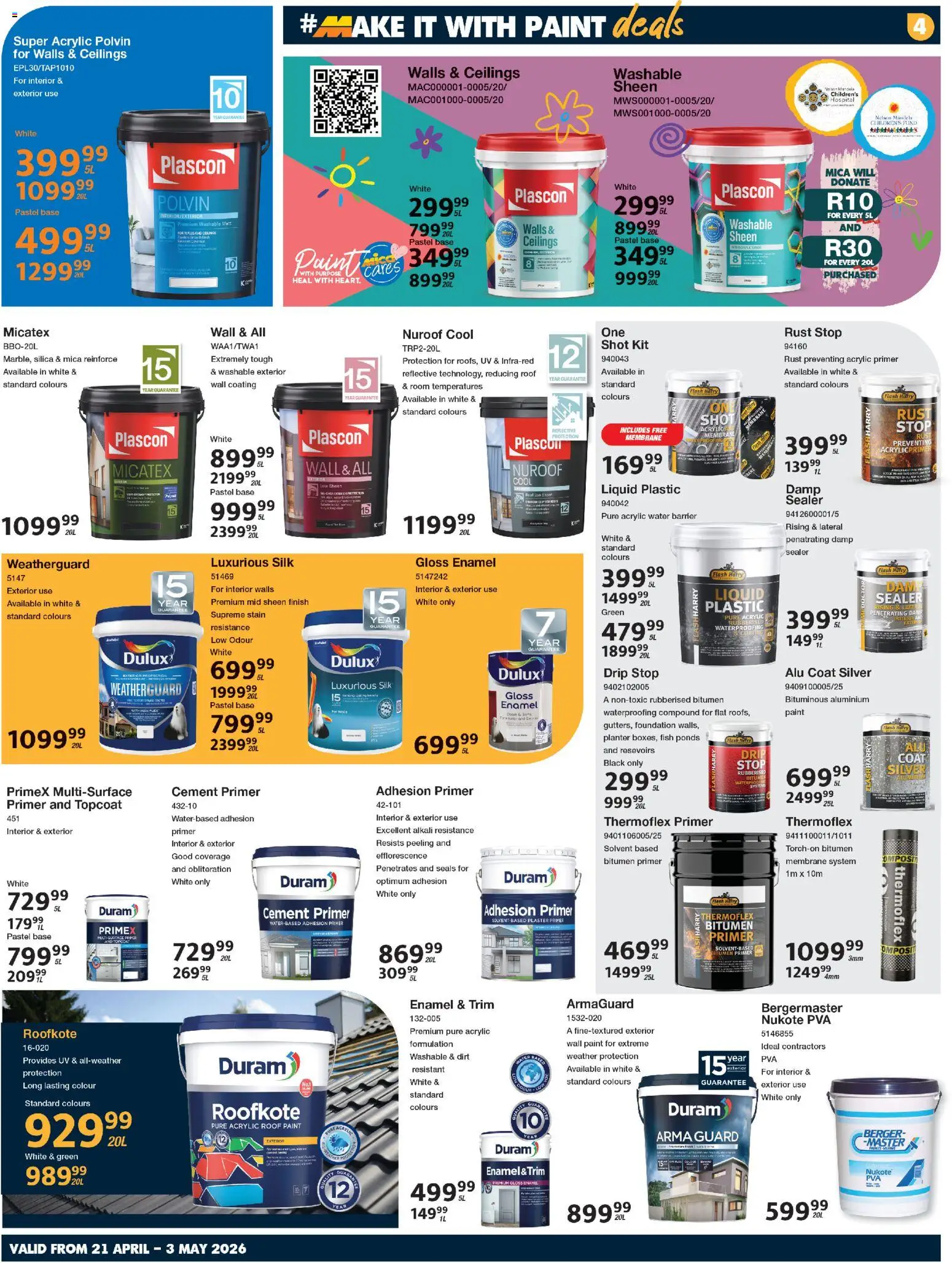 New MICA catalogue – valid from 21.04.2026 | Page: 4 | Products: Paint, Plaster primer, Foundation, Plaster