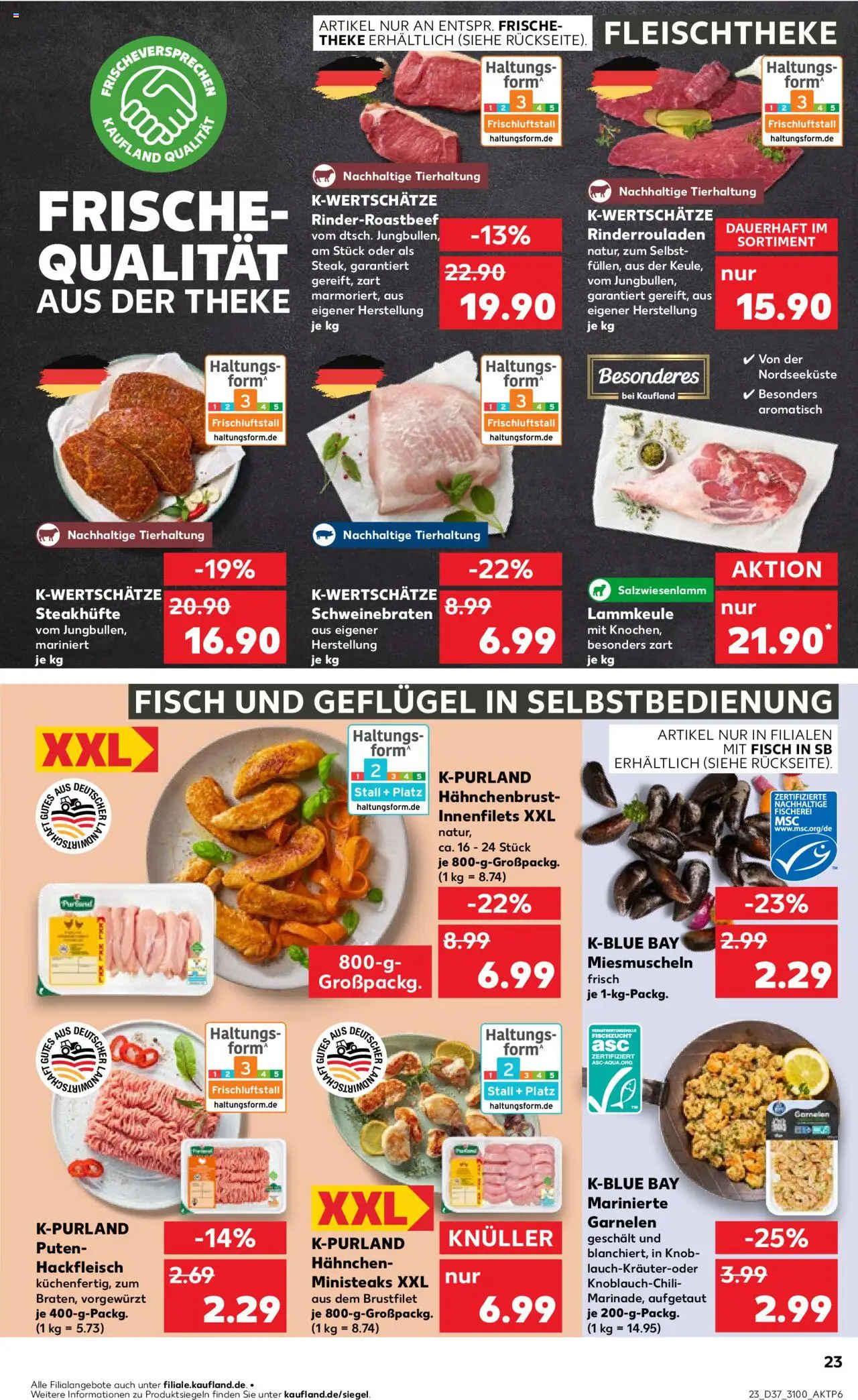 Kaufland prospekt Leipzig	 – gültig ab 11.09.2025 | Seite: 23 | Produkte: Rinderrouladen, Lammkeule, Garnelen, Fisch