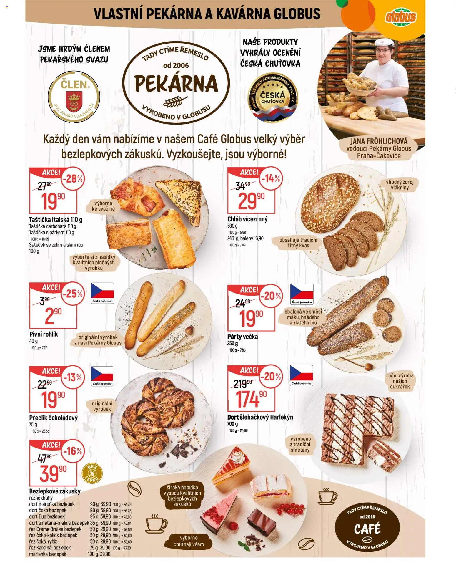 Globus leták - Praha Čakovice od 28.01.2026 | Strana: 6 | Produkty: Globus, Pekárna, Dort, Marlenka