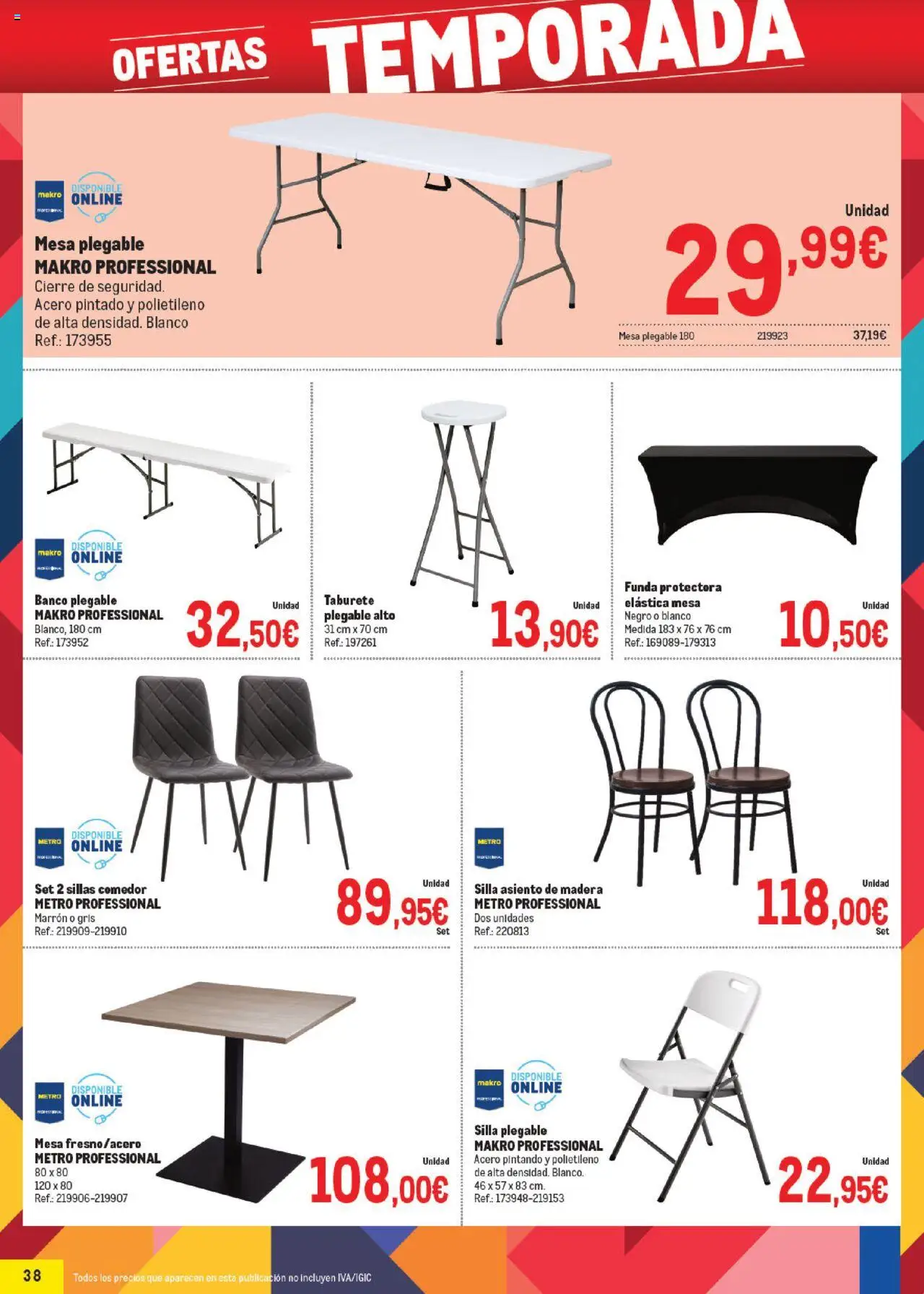Makro - Precios Norte │ válido desde el 06.10.2025 | Página: 38 | Productos: Taburete, Funda, Mesa, Silla
