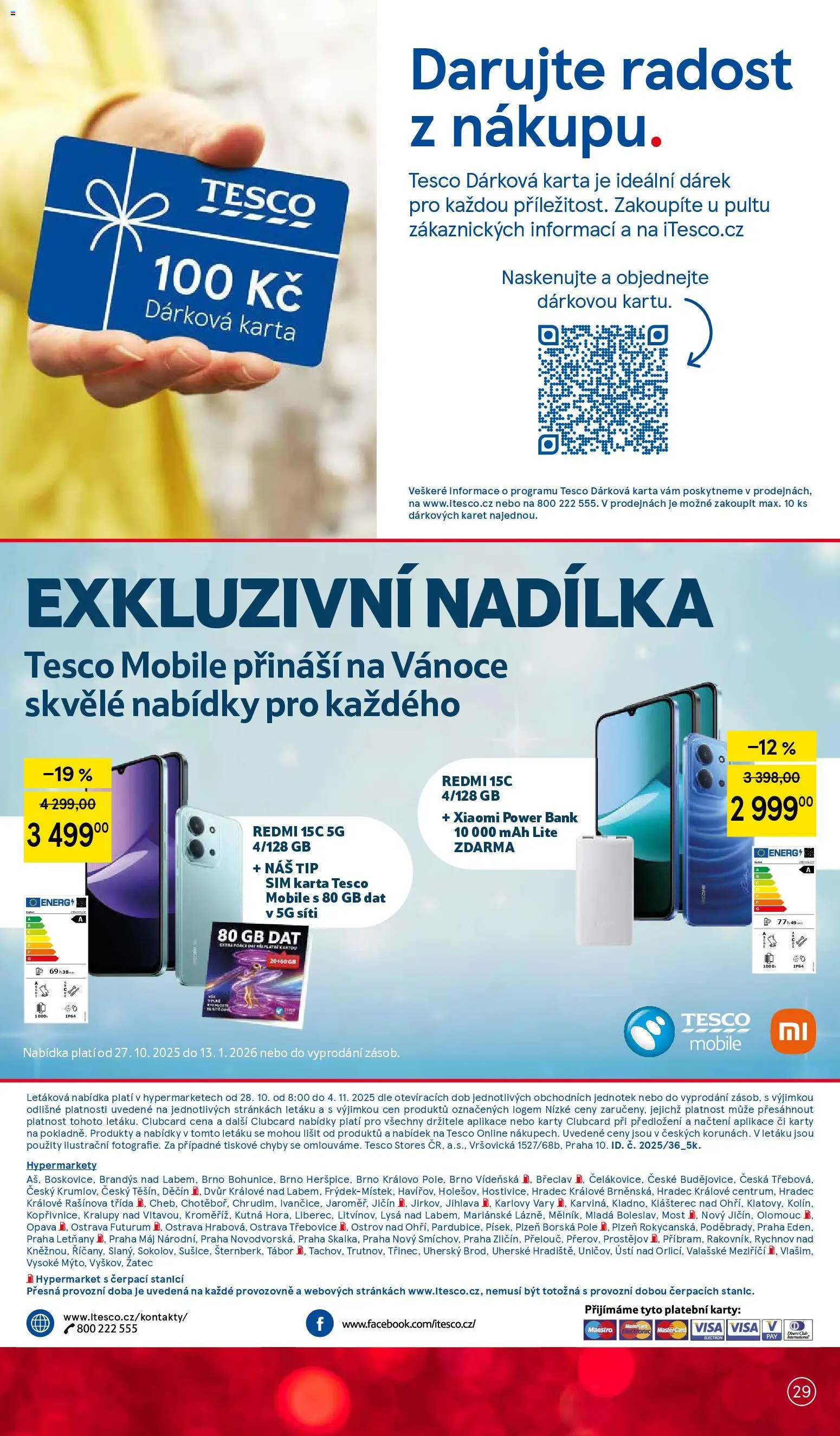 Tesco leták - Hypermarket od 29.10.2025 | Strana: 29 | Produkty: Mošt, Smartphone, SIM karta, Karty