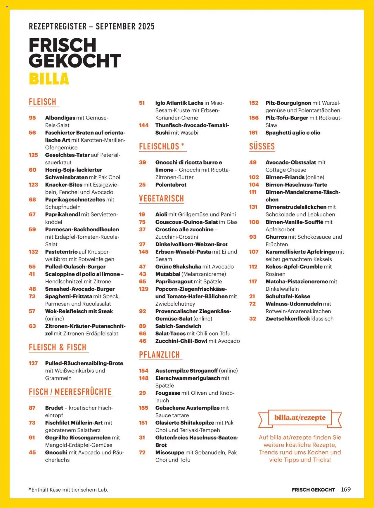 Billa Frisch Gekocht gültig ab 01.09.2025 | Seite: 163 | Produkte: Salat, Szeder, Brot, Schokolade