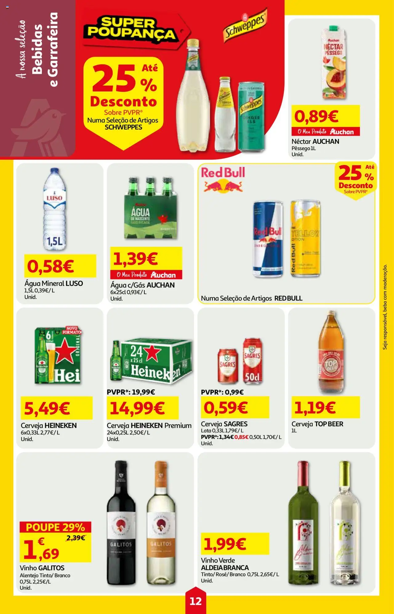 Auchan folheto │ válido de 07.08.2025 | Página: 12 | Produtos: Top, Vinho, Cerveja, Água mineral