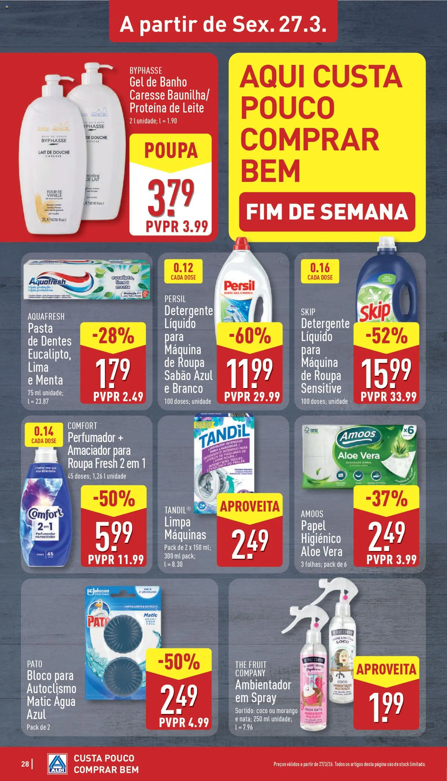 Aldi folheto │ válido de 23.03.2026 | Página: 28 | Produtos: Máquinas de Lavar Roupa, Sabão, Banho, Persil
