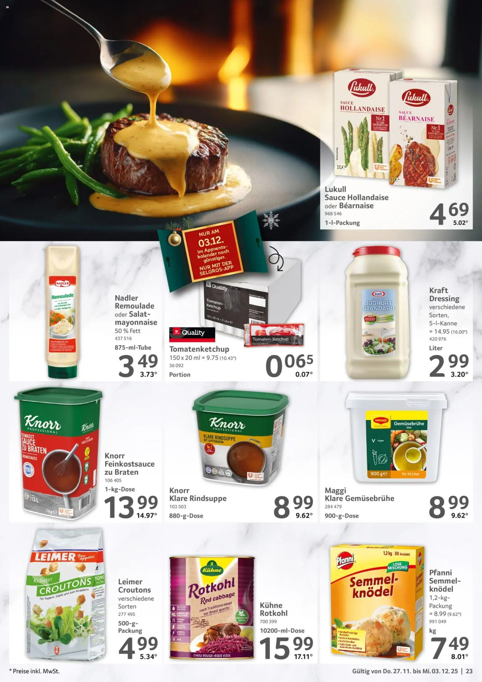 Selgros Prospekt 	 – gültig ab 27.11.2025 | Seite: 23 | Produkte: Maggi, Joghurt, Dressing, Ketchup