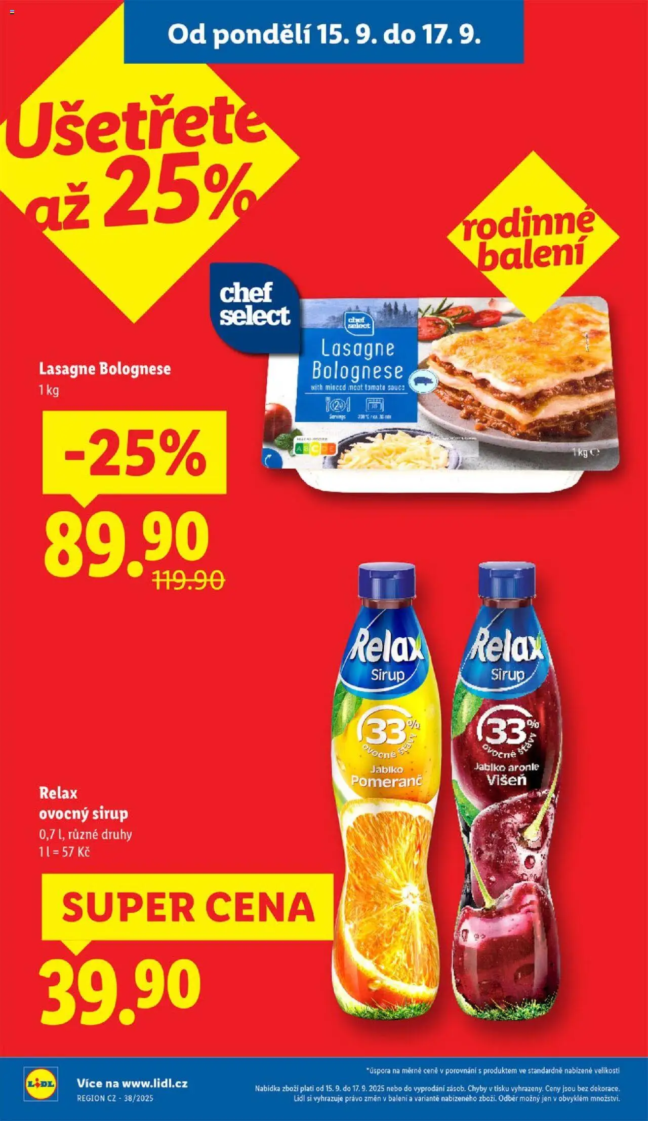 Lidl leták od 15.09.2025 | Strana: 4 | Produkty: Sirup, Ovocný sirup, Lasagne