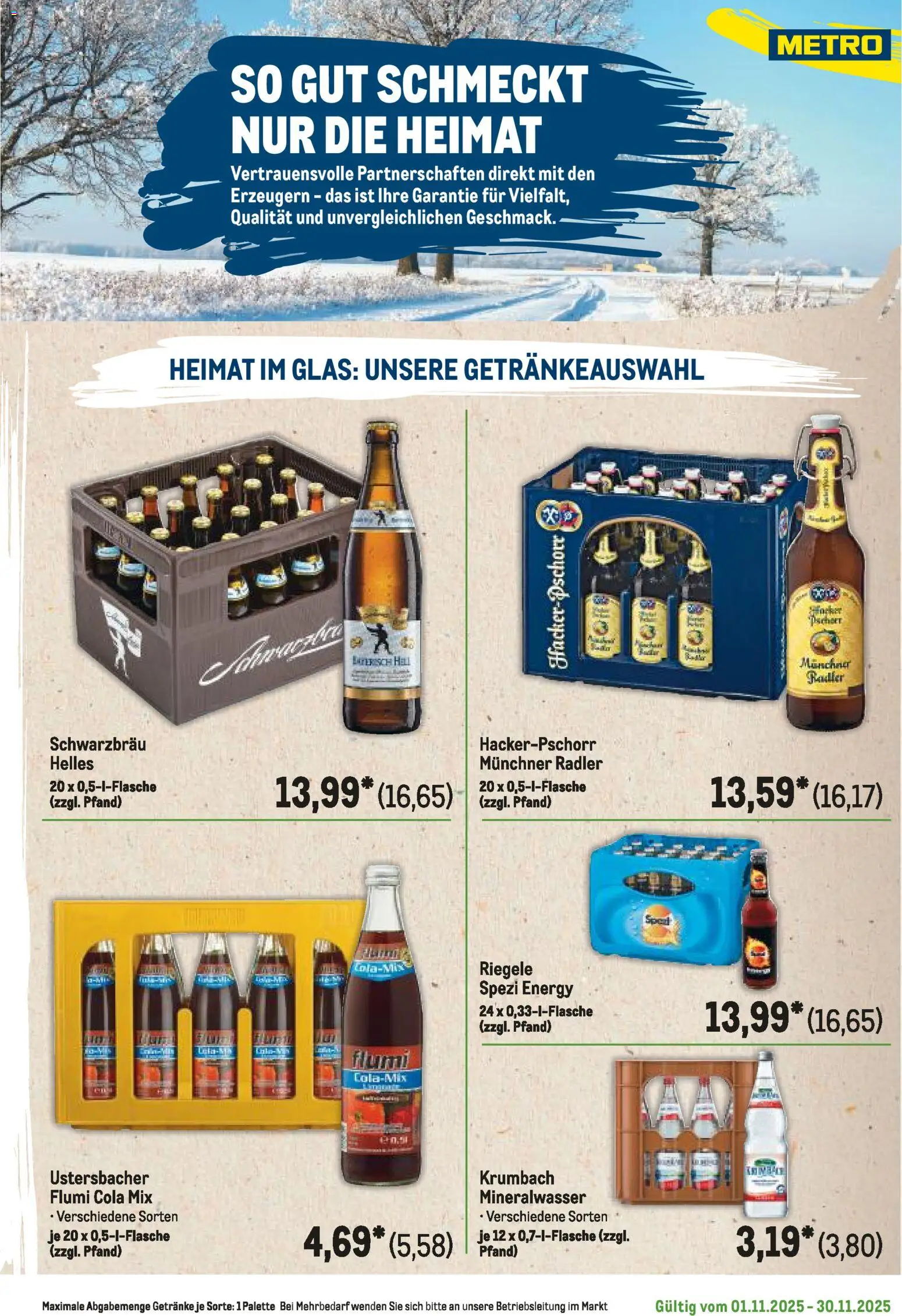 Metro Regionaler Flyer – gültig ab 01.11.2025 | Seite: 99 | Produkte: Cola, Energy, Mineralwasser, Radler