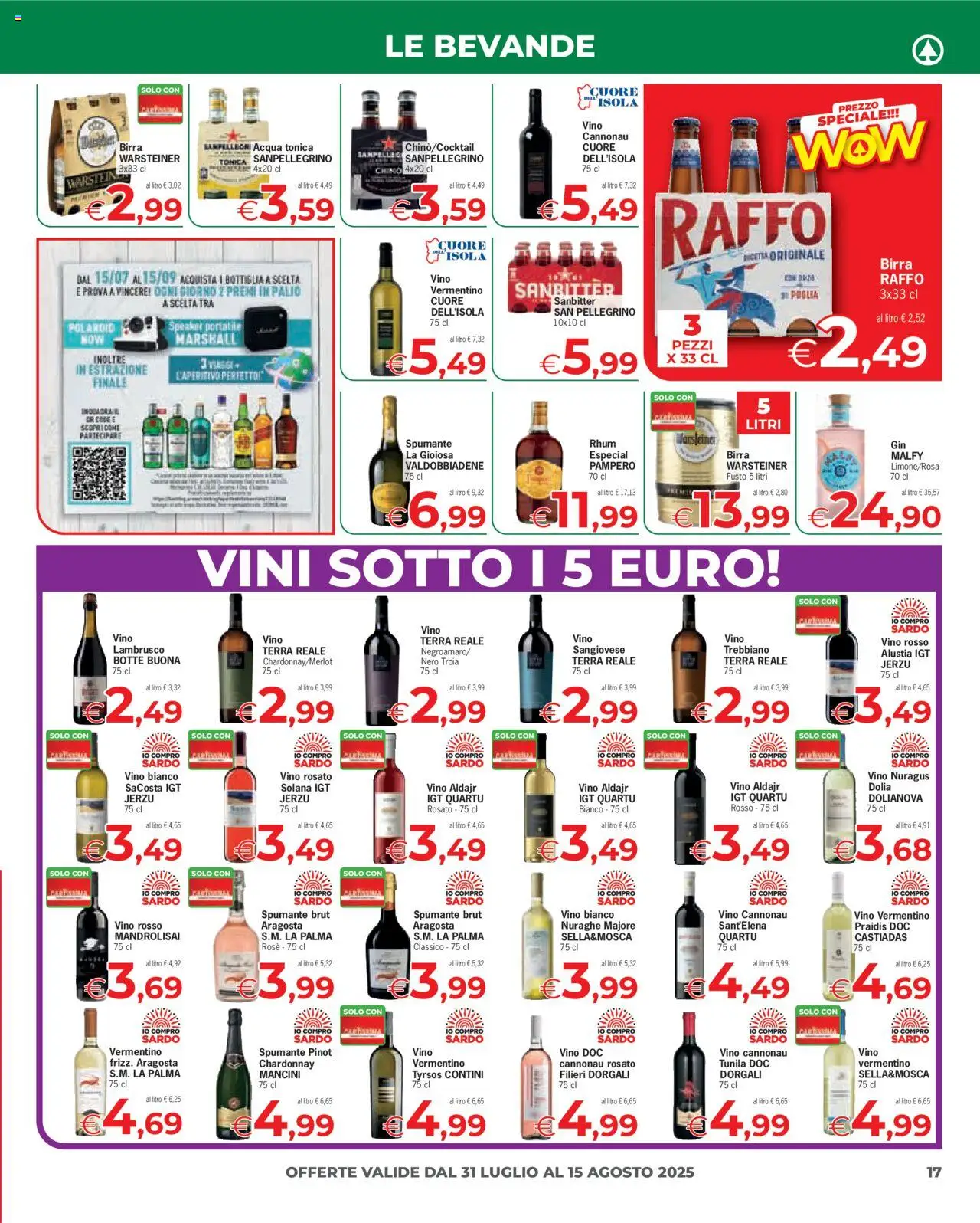 Volantino Eurospar del 31.07.2025 | Pagina: 17 | Prodotti: Spumante, Bottiglia, Vino rosso, Vino bianco