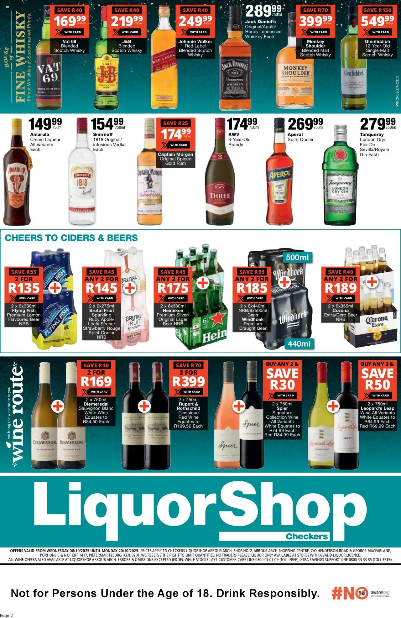New Checkers catalogue – valid from 08.10.2025 | Page: 2 | Products: Arch, Fish, Cream, Whiskey