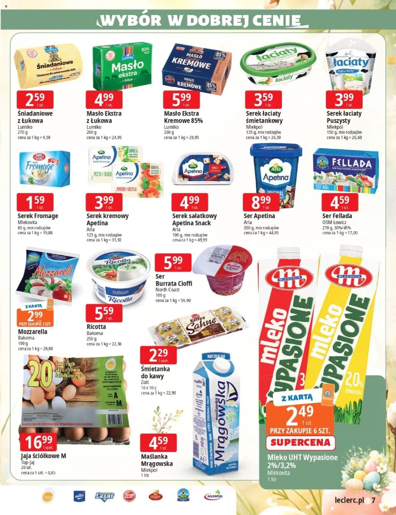 E.Leclerc gazetka - Wielkanoc od 17.03.2026 | Strona: 7 | Produkty: Milka, Bazylia, Masło, Mozzarella