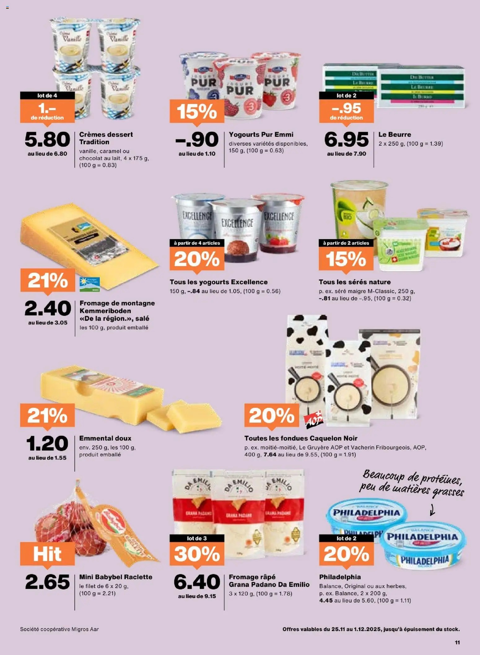 Migros Aktionen FR – gültig ab 25.11.2025 | Seite: 11 | Produkte: Butter, Raclette, Fondue