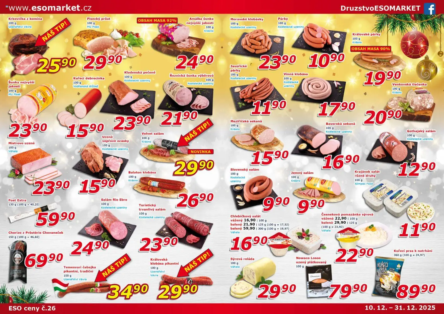 Eso market leták od 10.12.2025 | Strana: 3 | Produkty: Sekaná, Losos, Velvet, Fuet