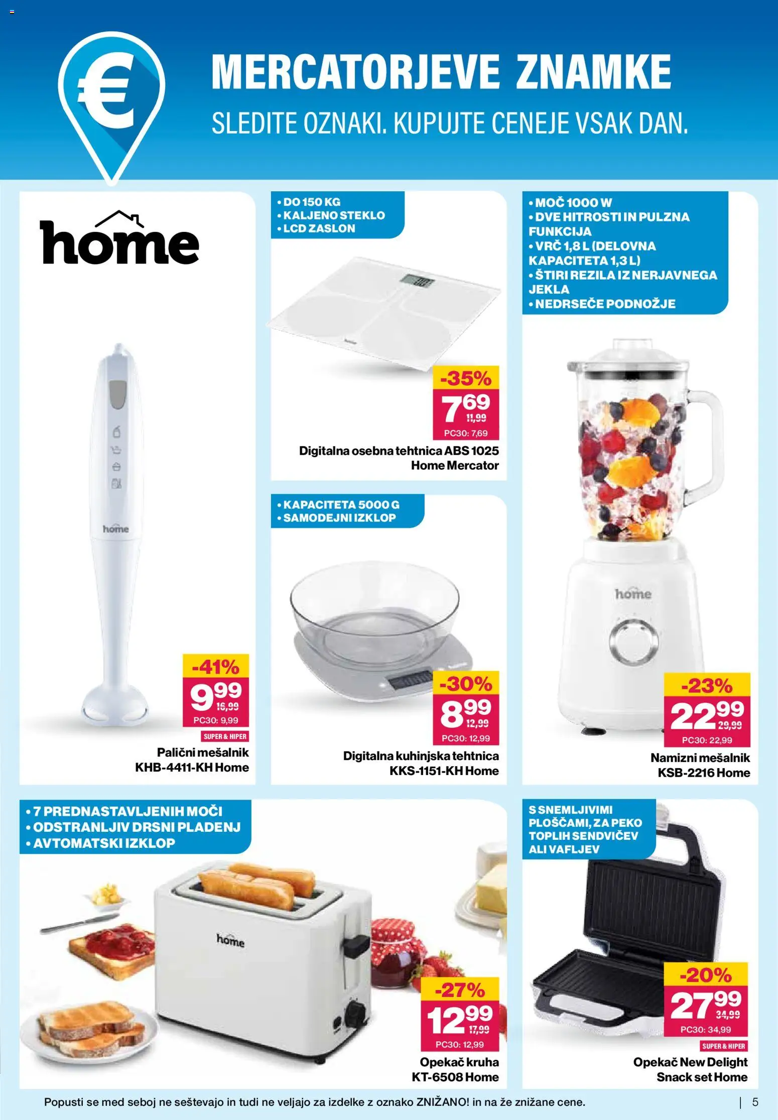 Novi Mercator katalog ponudbe – veljaven od 11.02.2026 | Stran: 5 | Izdelki: Mesalnik, Toaster, Tehtnica, Kuhinjska tehtnica