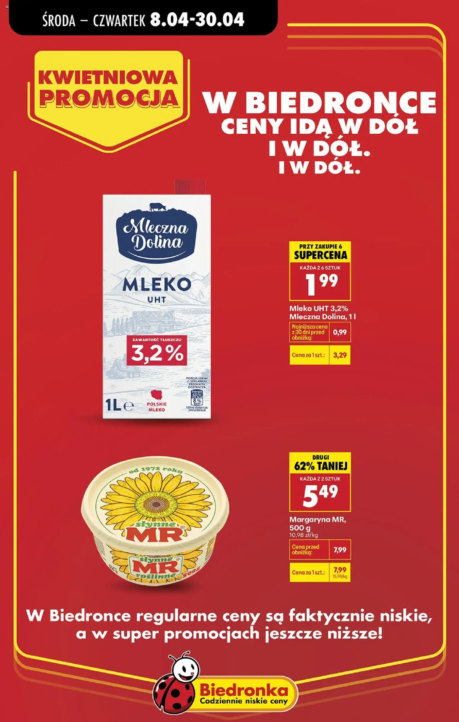Biedronka gazetka - Kwietniowa promocja od 08.04.2026 | Strona: 2 | Produkty: Szklanka, Margaryna, Mleko