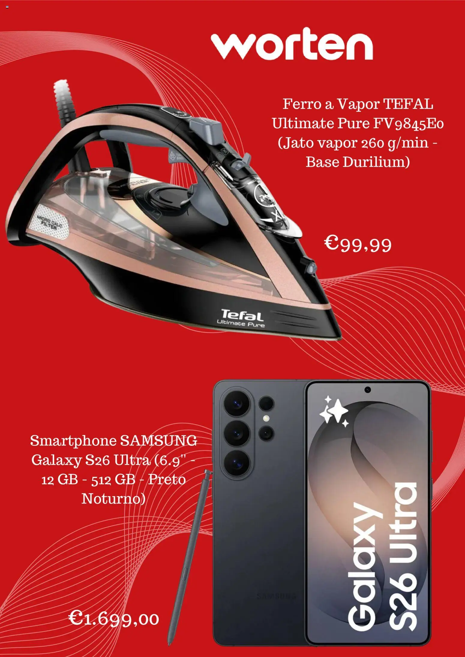 Worten Promoções │ válido de 19.04.2026 | Página: 3 | Produtos: Smartphone, Ferro a vapor, Ferro, Base