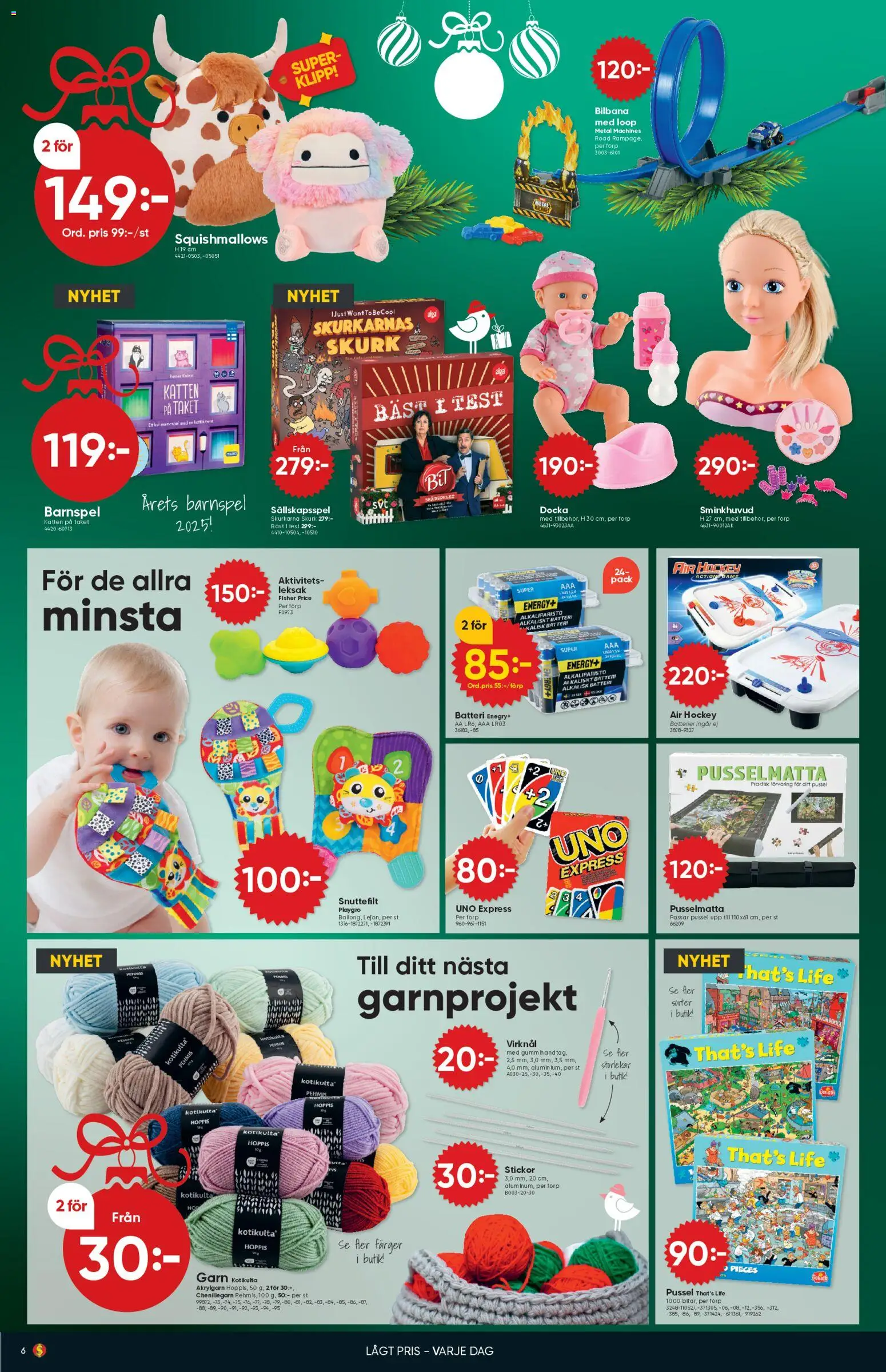 Dollar Store reklamblad aktuell från 08.12.2025 | Sida: 6 | Produkter: Batterier, Pussel, Sällskapsspel, Batteri